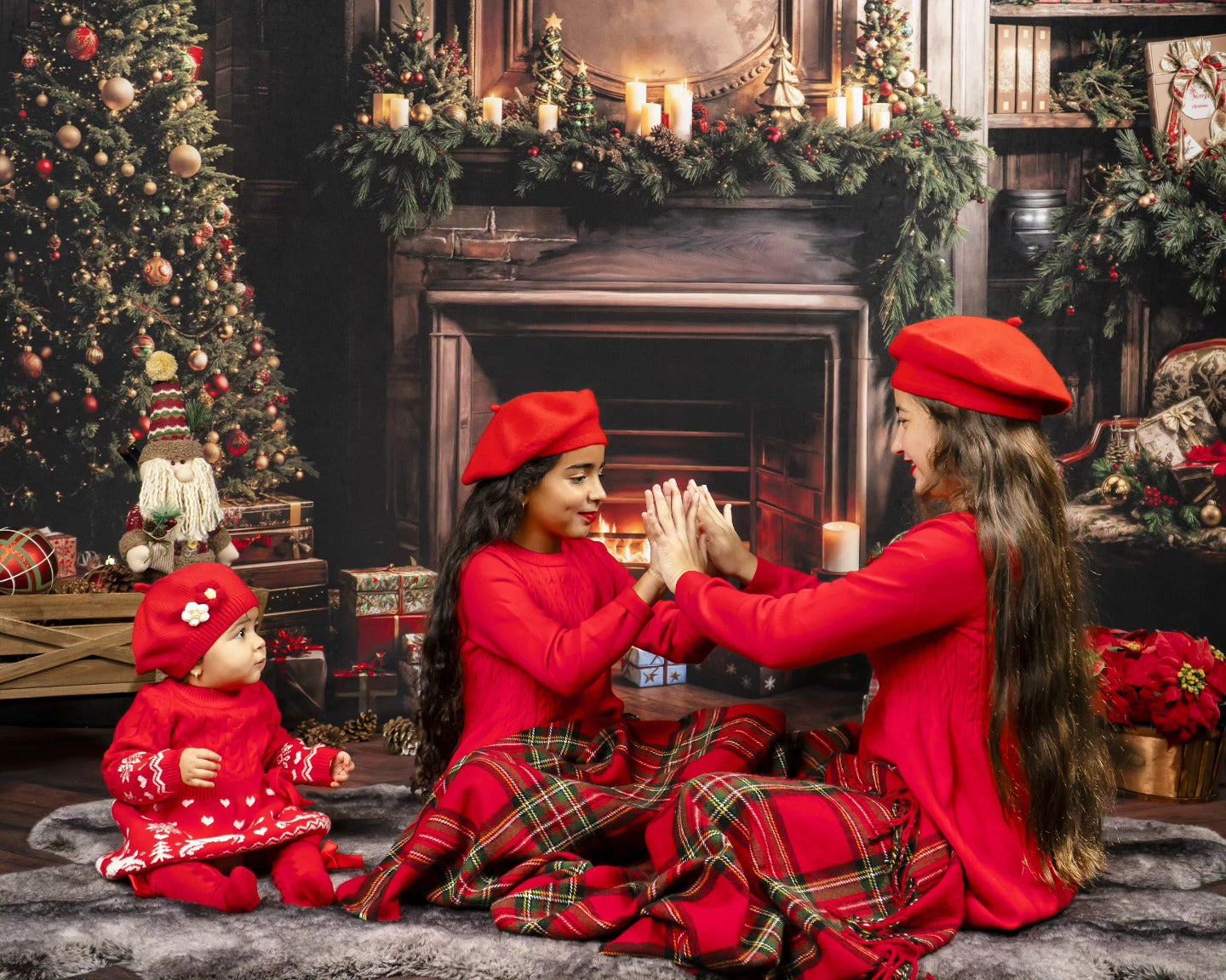 Christmas Backdrop Classic Fireplace Holiday Room Christmas Backdrop for Photos UK MRR8-264