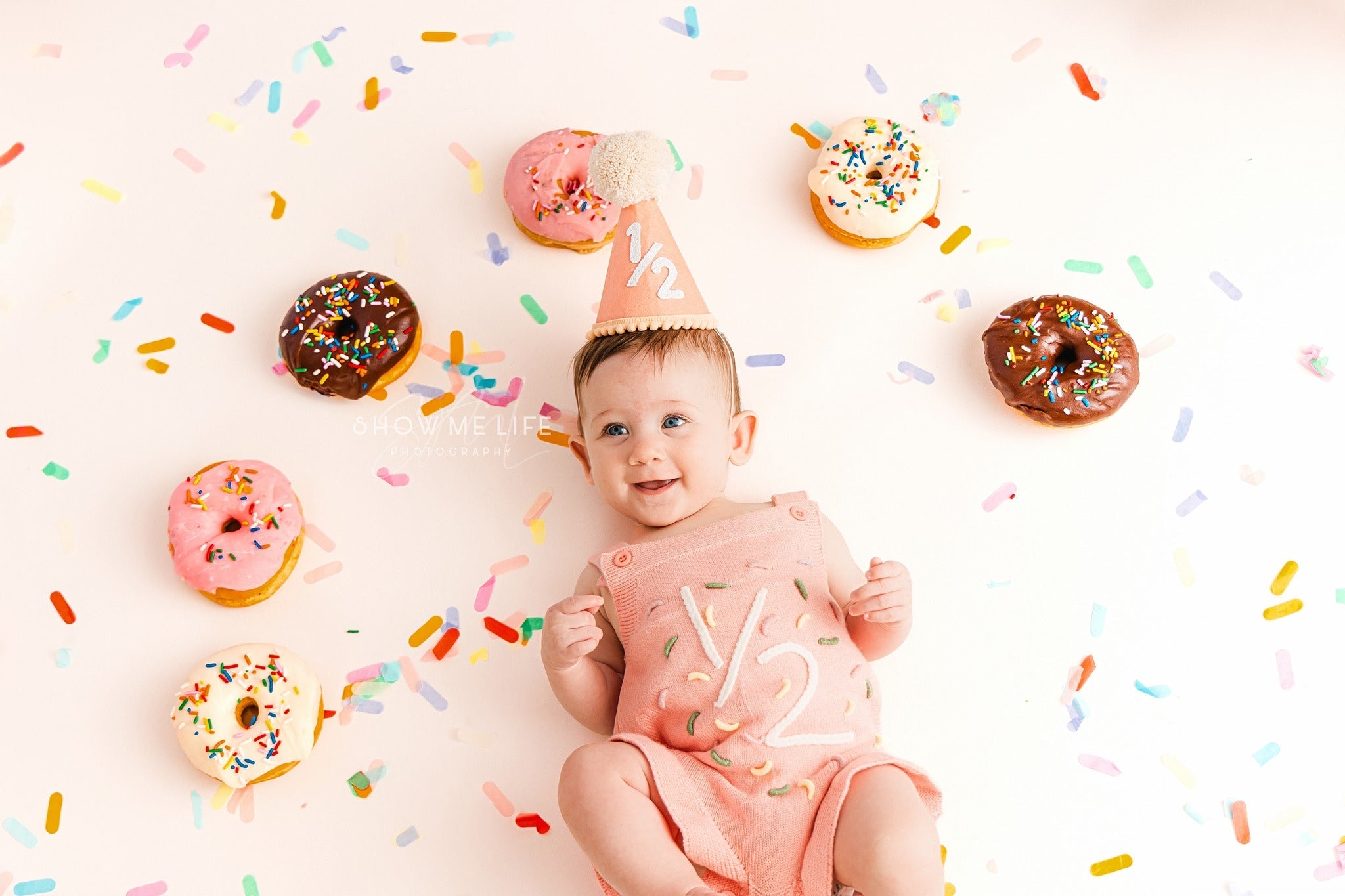 Cake Smash Backdrops Colorful Donuts Sweet Confetti Birthday Backdrop UK MRR8-267