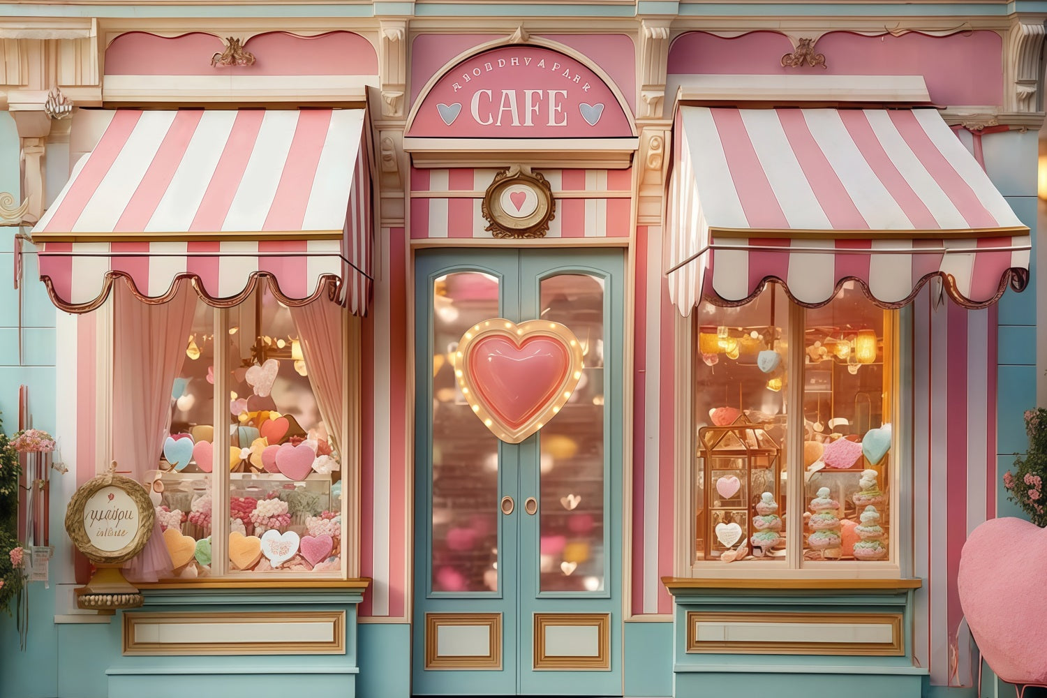 Valentine's Day Backdrop Candy Shop Window Display Valentine Photo Backdrop UK MRR8-273