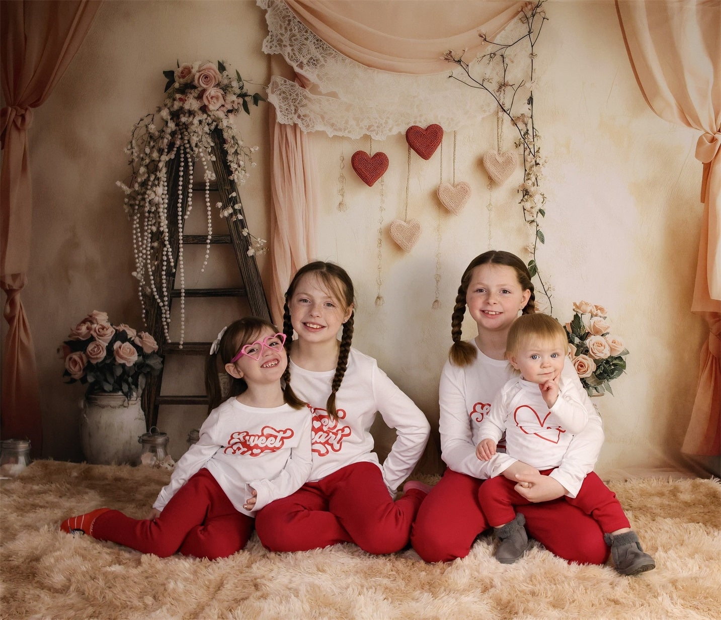 Valentine Photo Backdrop Romantic Floral Love Heart Valentine's Day Backdrop UK MRR8-274