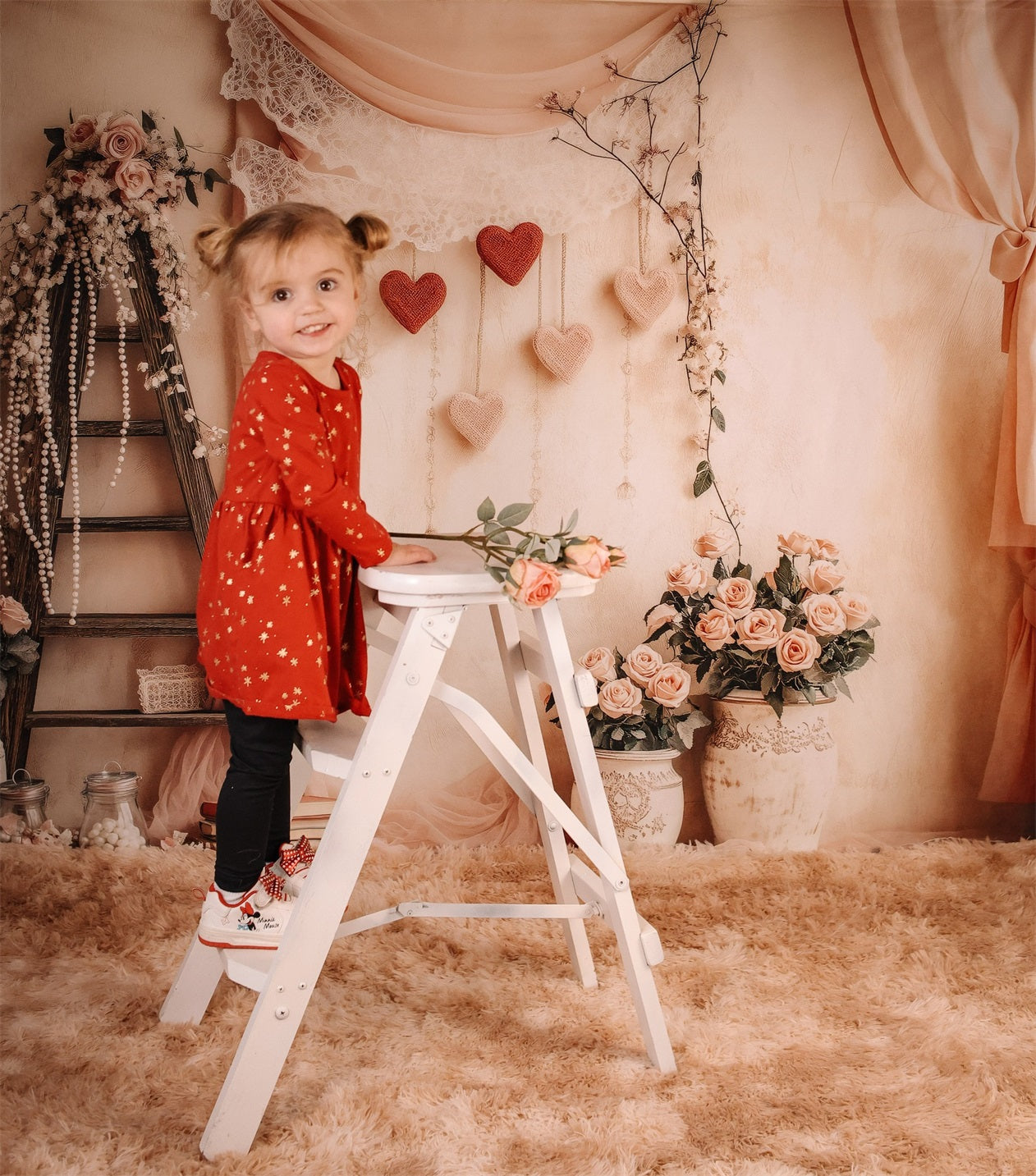 Valentine Photo Backdrop Romantic Floral Love Heart Valentine's Day Backdrop UK MRR8-274