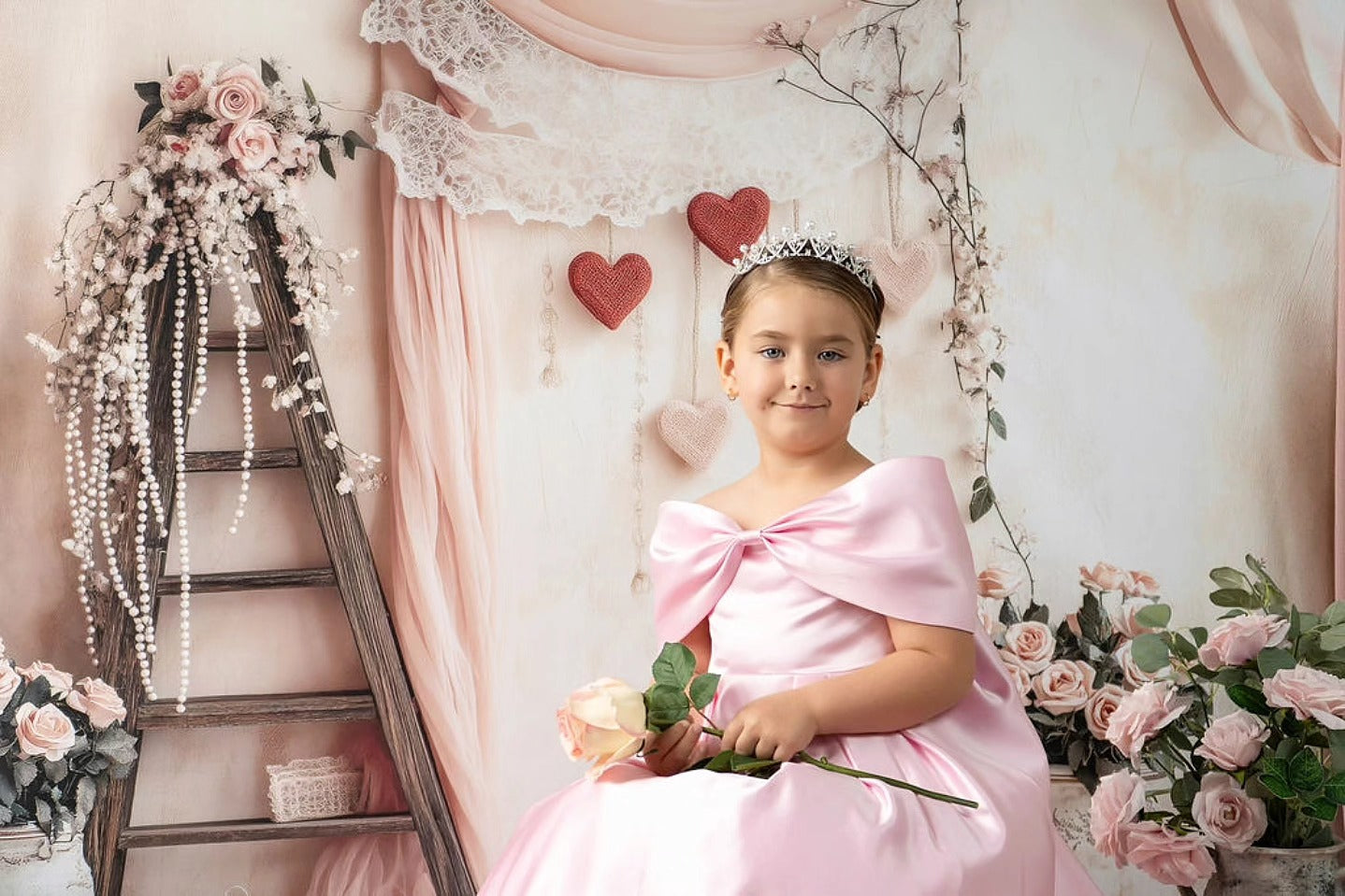 Valentine Photo Backdrop Romantic Floral Love Heart Valentine's Day Backdrop UK MRR8-274