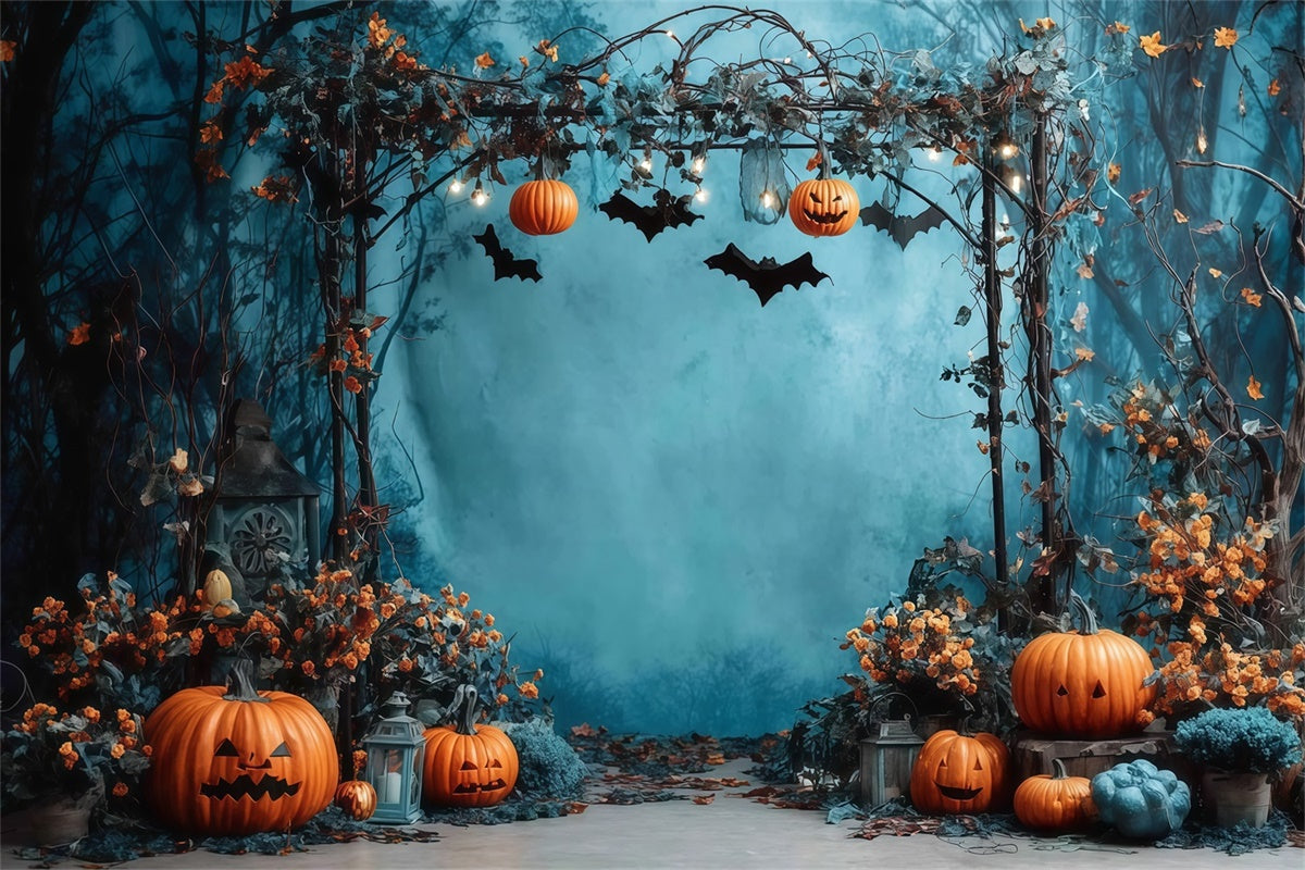 Halloween Photo Backdrop Twilight Pumpkin Forest Archway Halloween Backdrop UK MRR8-27
