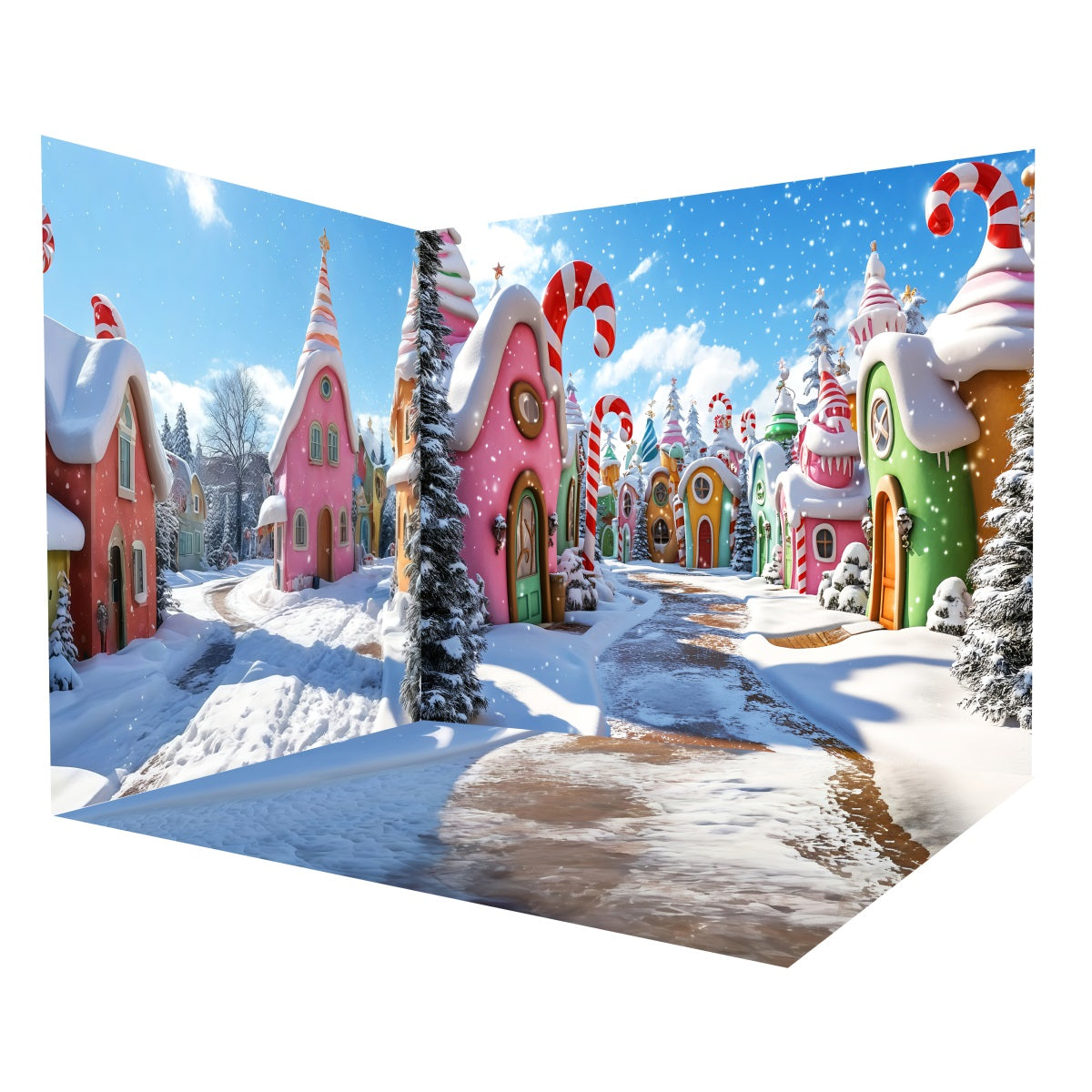 Christmas Backdrops Candyland Winter Village Backdrop Room Set UK MRR8-293