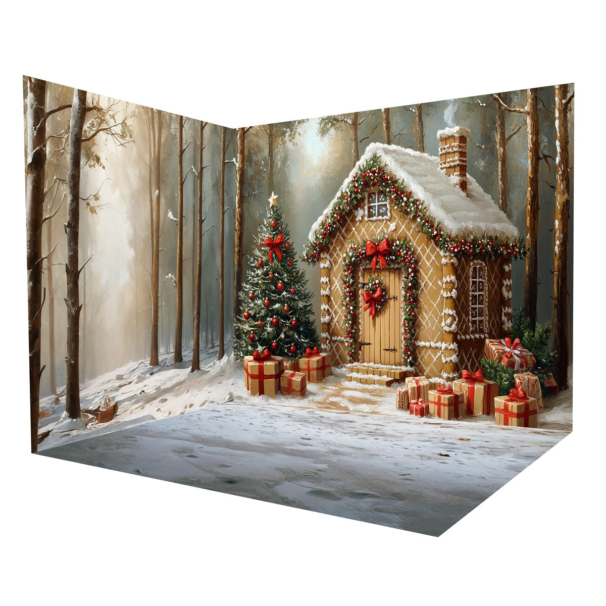 Christmas Backdrop Ideas Gingerbread House Forest Backdrop Room Set UK MRR8-296