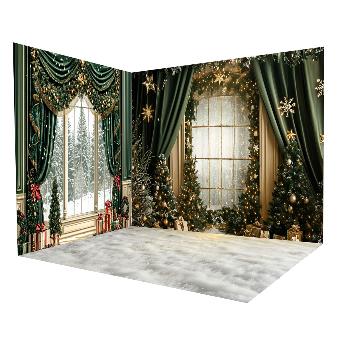 Christmas Photography Backdrops Elegant Snow Window Backdrop Room Set UK MRR8-297