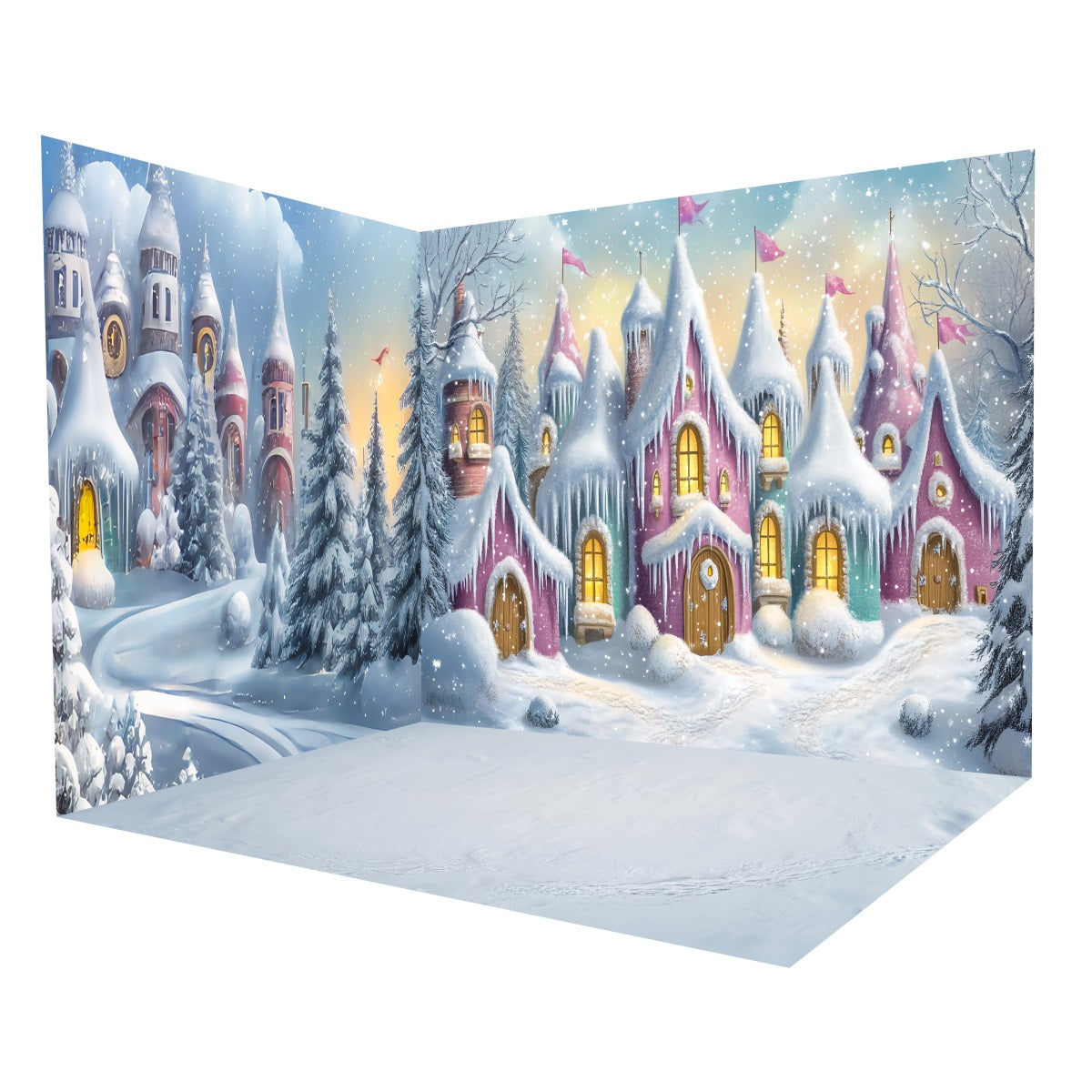 Christmas Backdrop Winter Candyland Village Backdrop Room Set UK MRR8-302