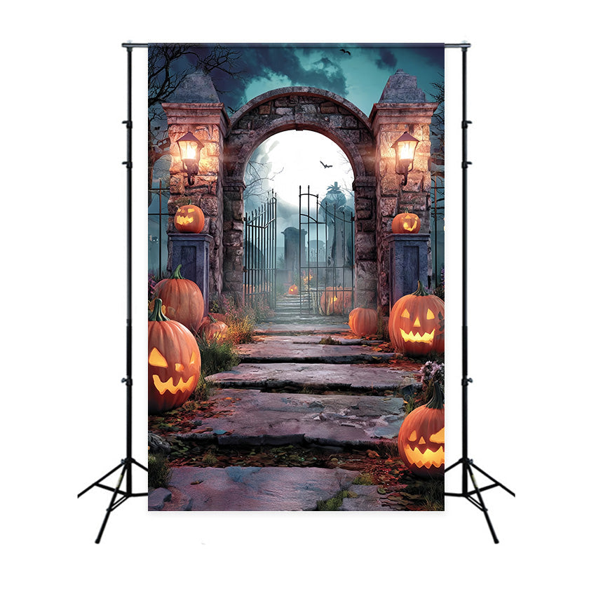Halloween Graveyard Backdrop Pumpkin Tomb Guard Spooky Halloween Backdrop UK MRR8-39