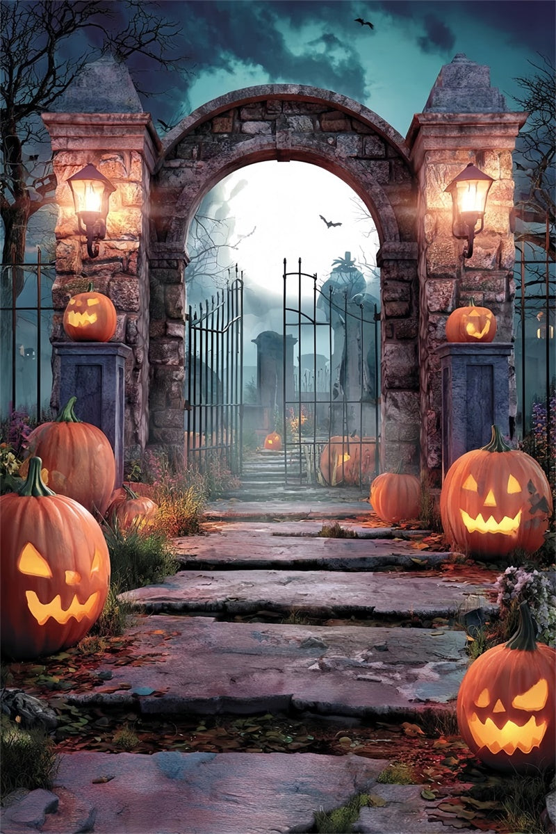 Halloween Graveyard Backdrop Pumpkin Tomb Guard Spooky Halloween Backdrop UK MRR8-39