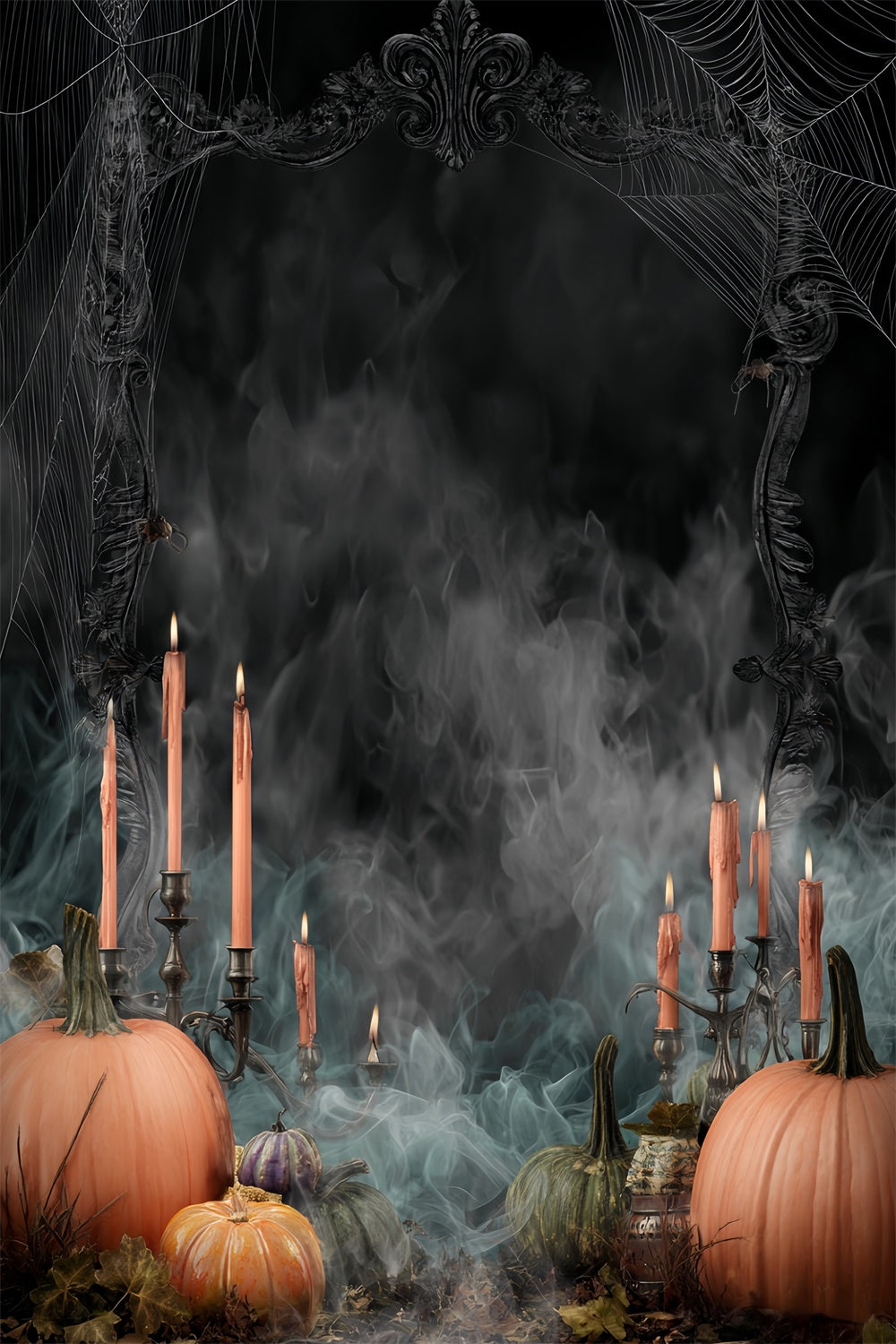 Halloween Wall Backdrop Pumpkin Candle Dark Smoke Halloween Backdrop UK MRR8-40