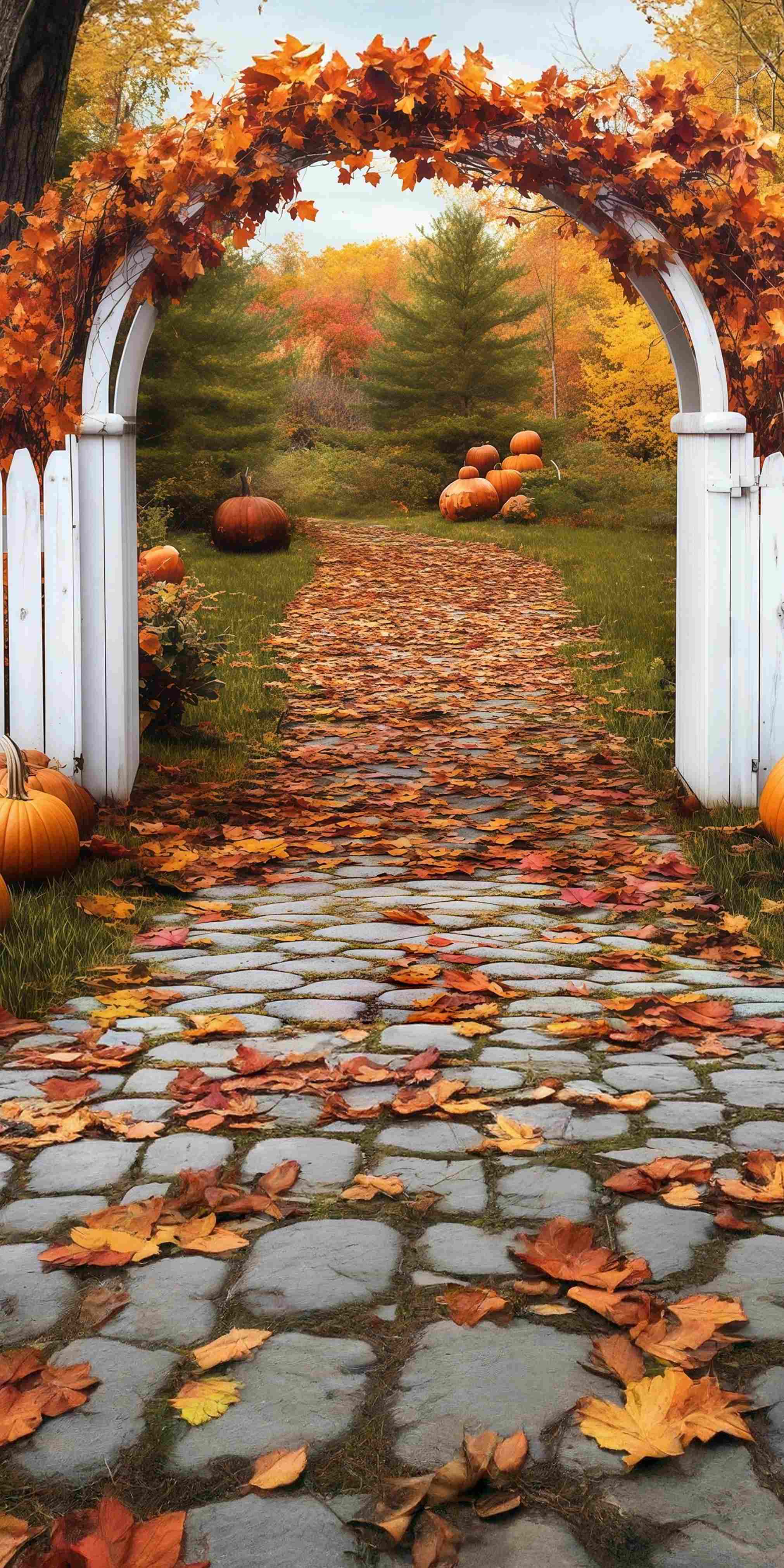 Fall Leaves Backdrop Autumn Gate Archway Leaves Sweep Backdrop UK MRR8-73