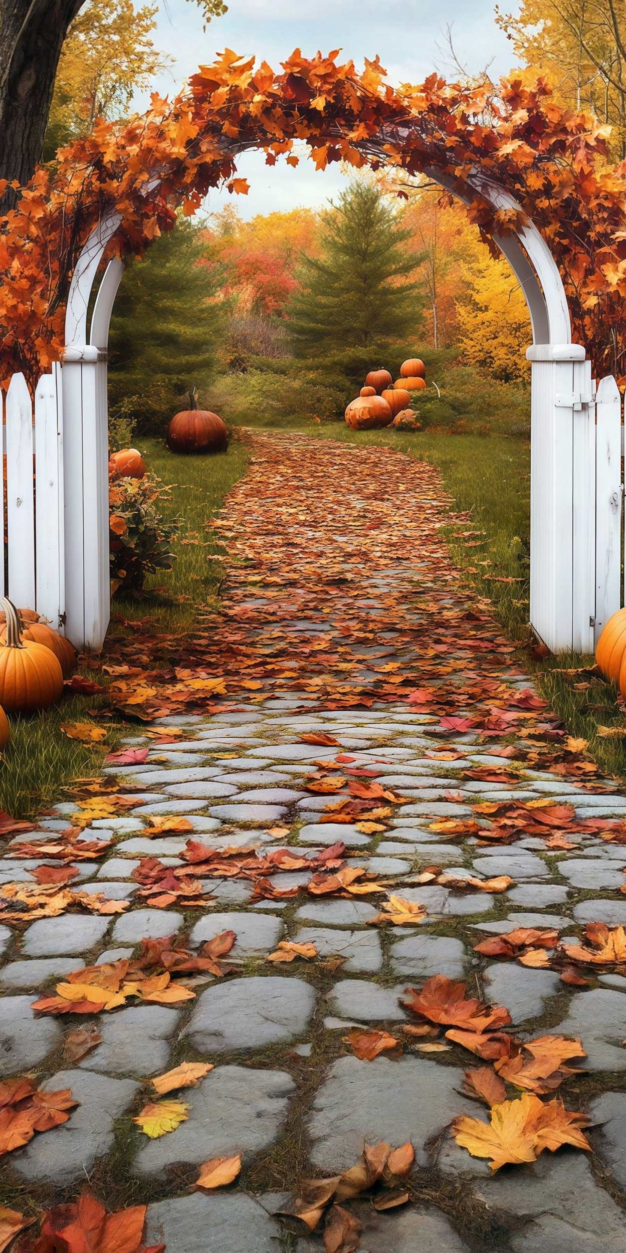 Fall Leaves Backdrop Autumn Gate Archway Leaves Sweep Backdrop UK MRR8-73