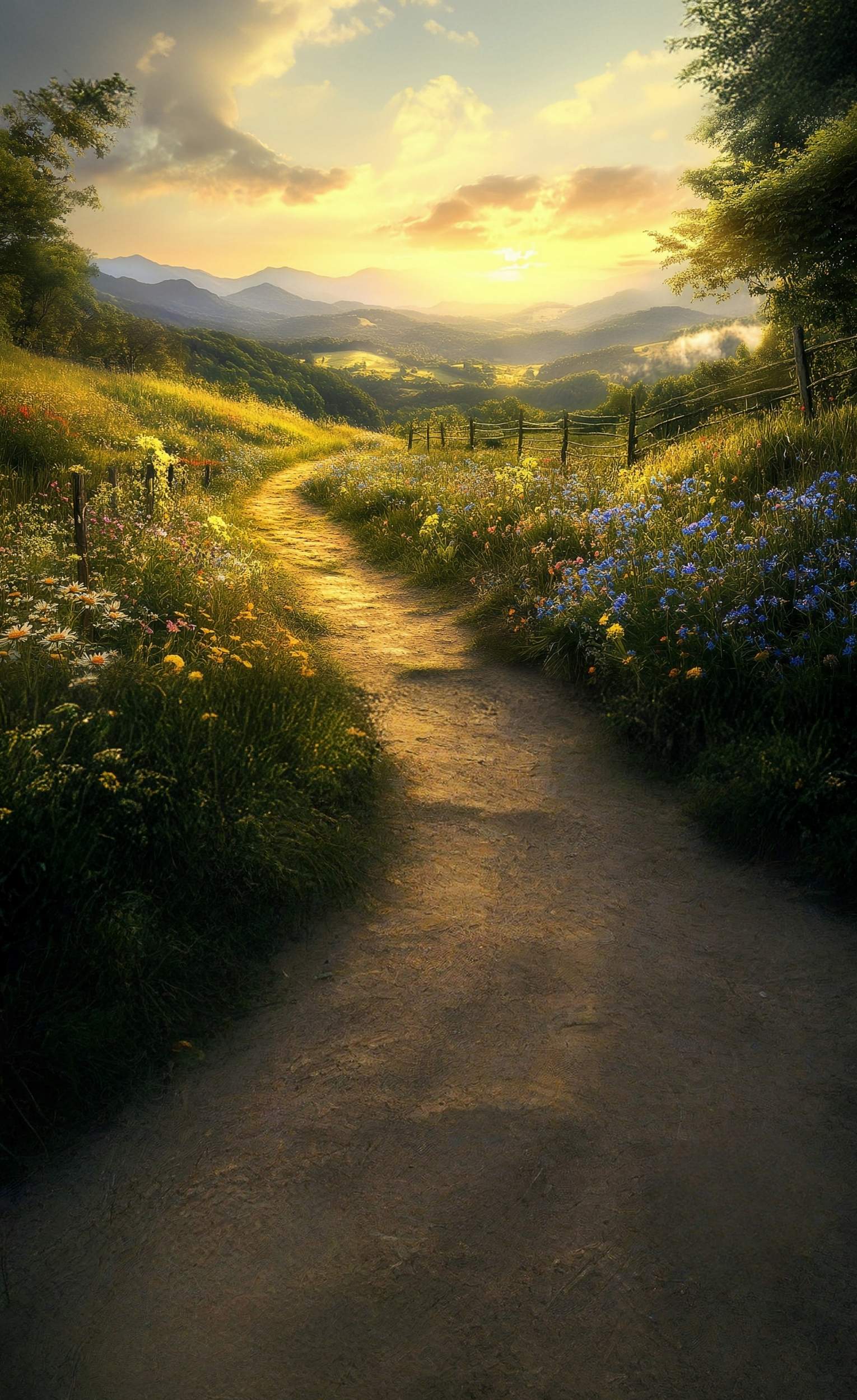 Fall Backdrops Golden Wildflower Sunset Trail Sweep Backdrop UK MRR8-75