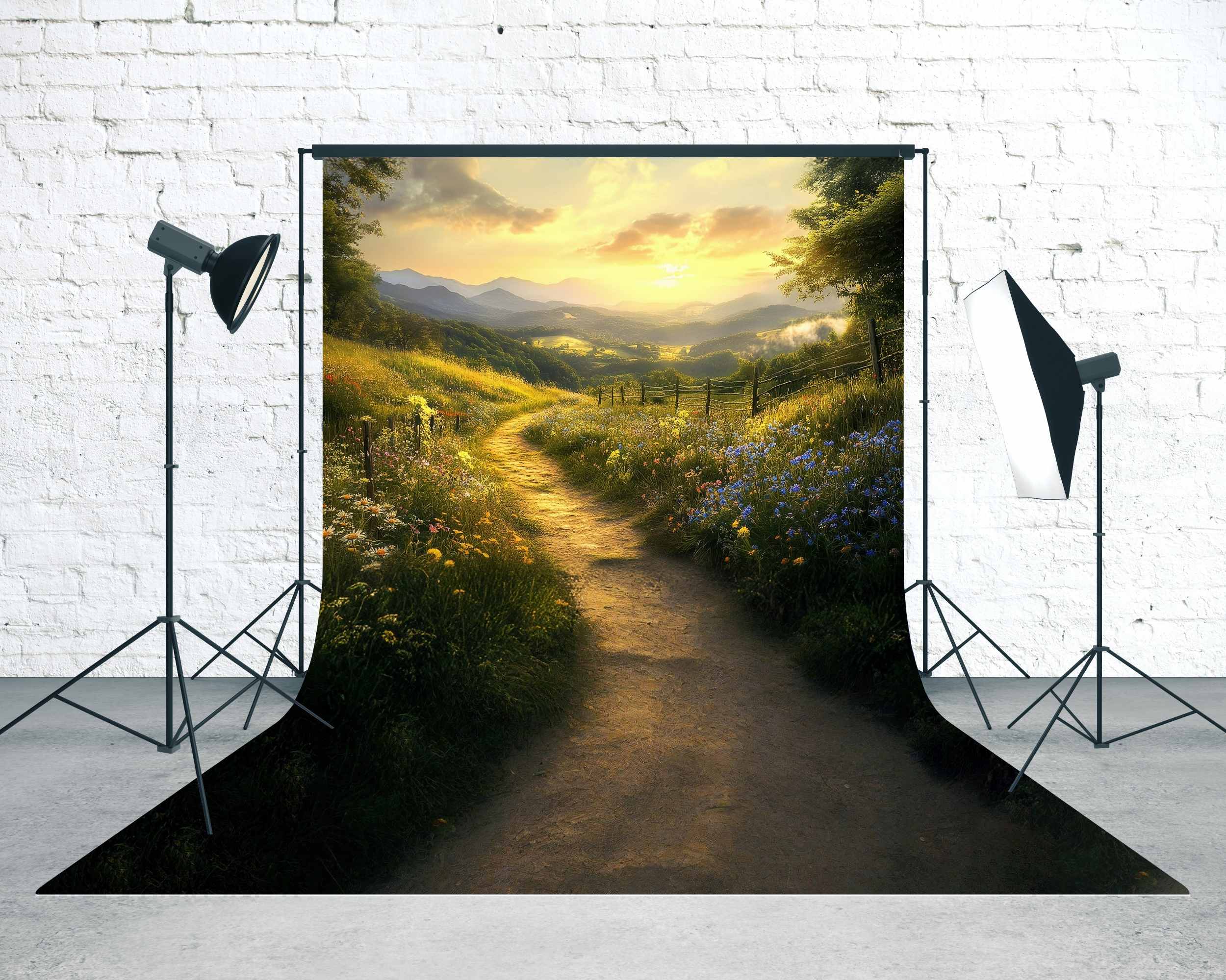 Fall Backdrops Golden Wildflower Sunset Trail Sweep Backdrop UK MRR8-75