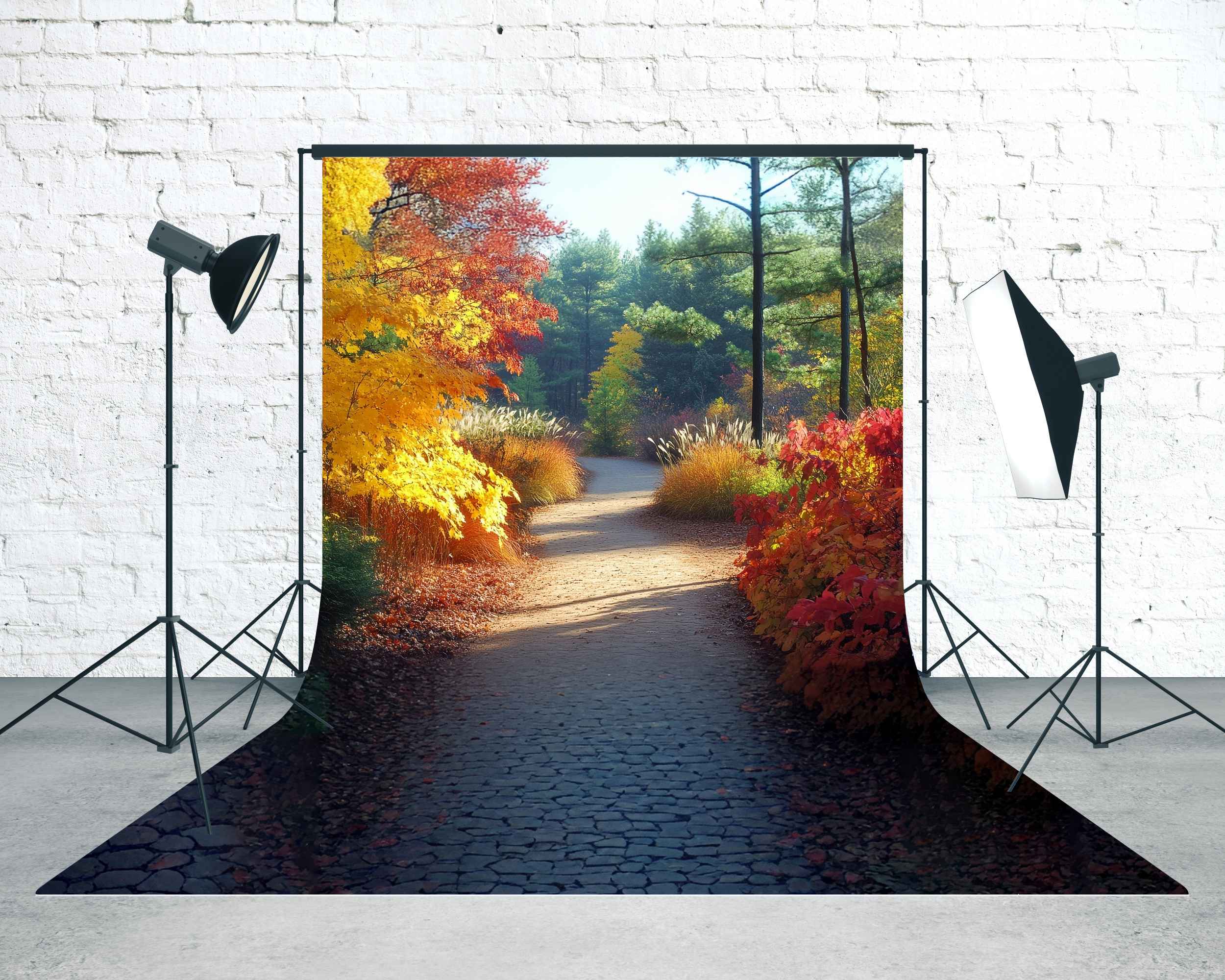 Fall Photo Backdrops Golden Maple Pathway Sweep Backdrop UK MRR8-83