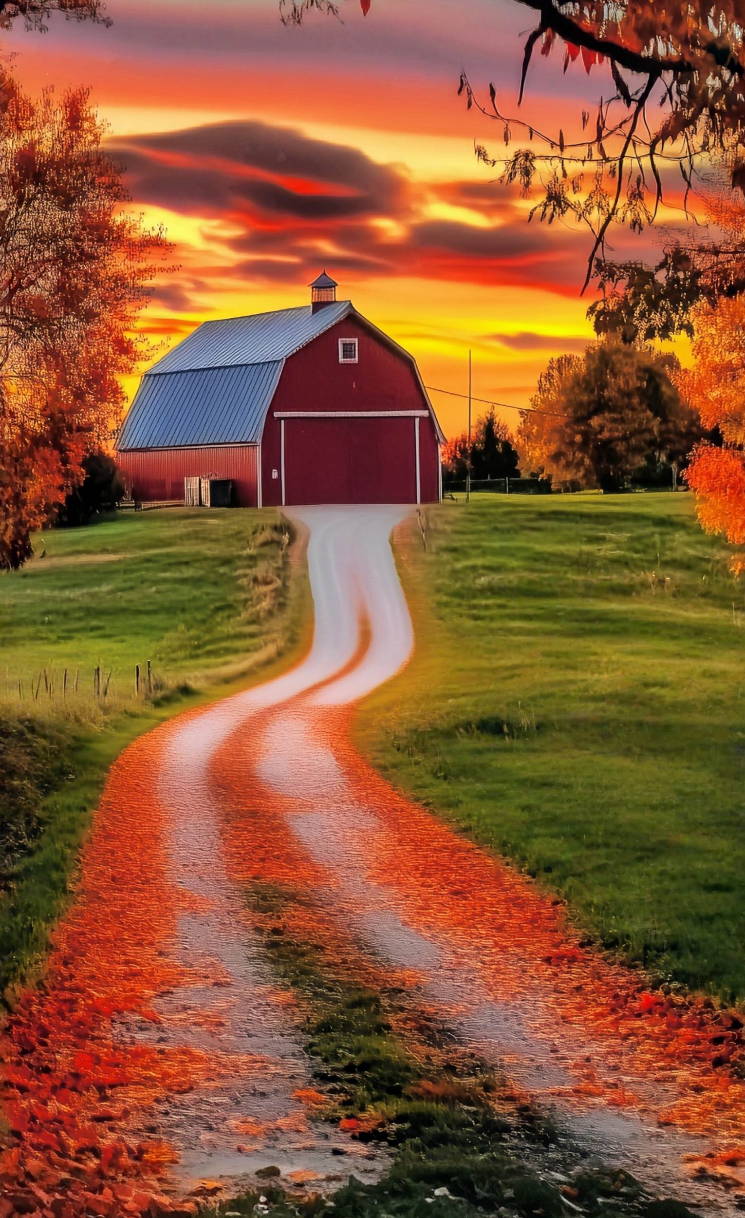 Fall Backdrops Golden Sunset Farm Road Sweep Backdrop UK MRR8-94