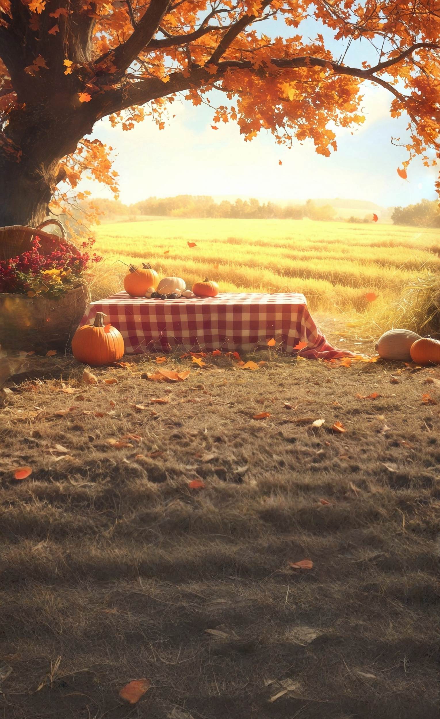Autumn Backdrop Harvest Field Picnic Scene Sweep Backdrop UK MRR8-99