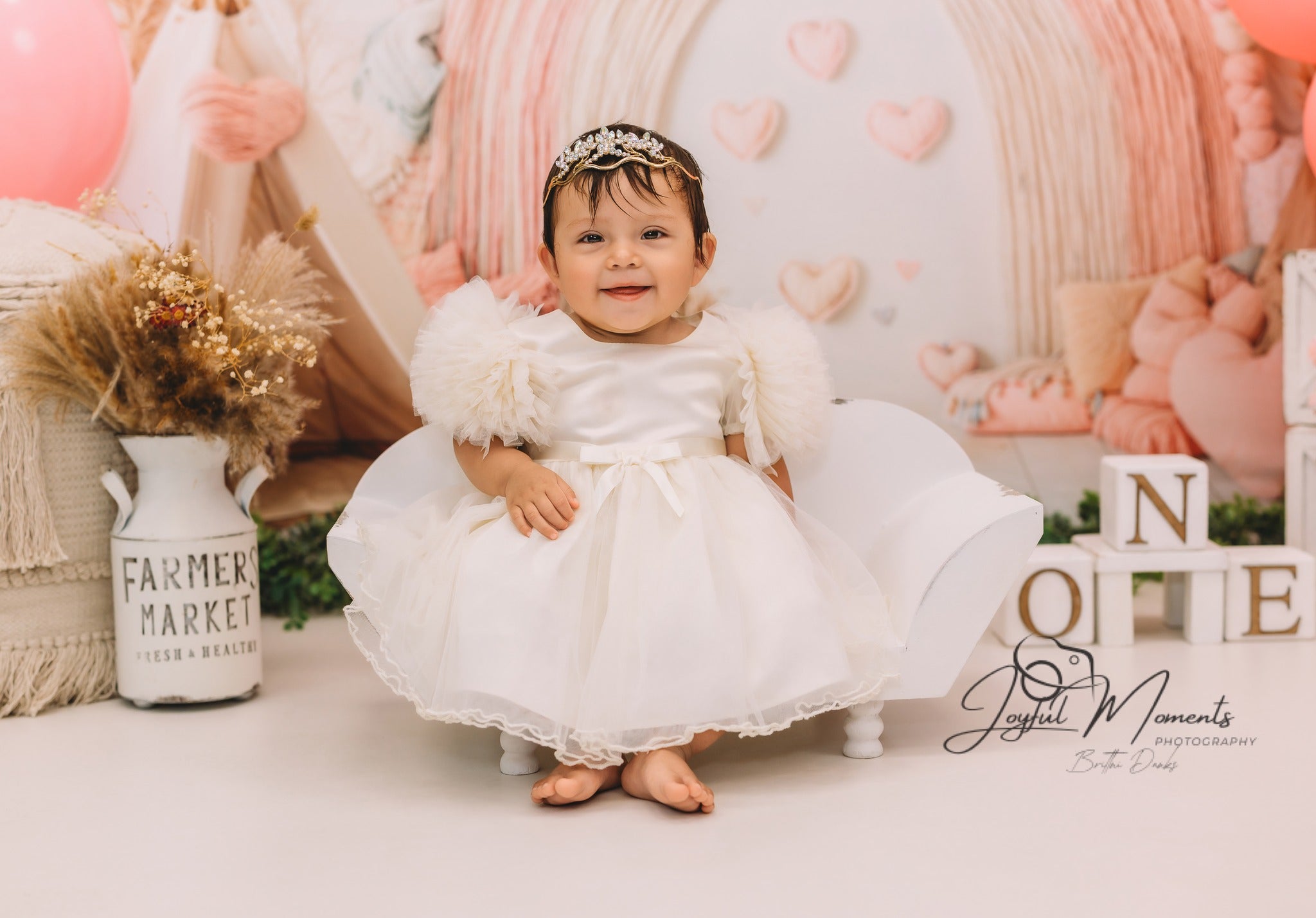 Boho Rainbow Backdrop Pink Rainbow Heart Decor Photography Backdrops for Kids UK MRR9-11