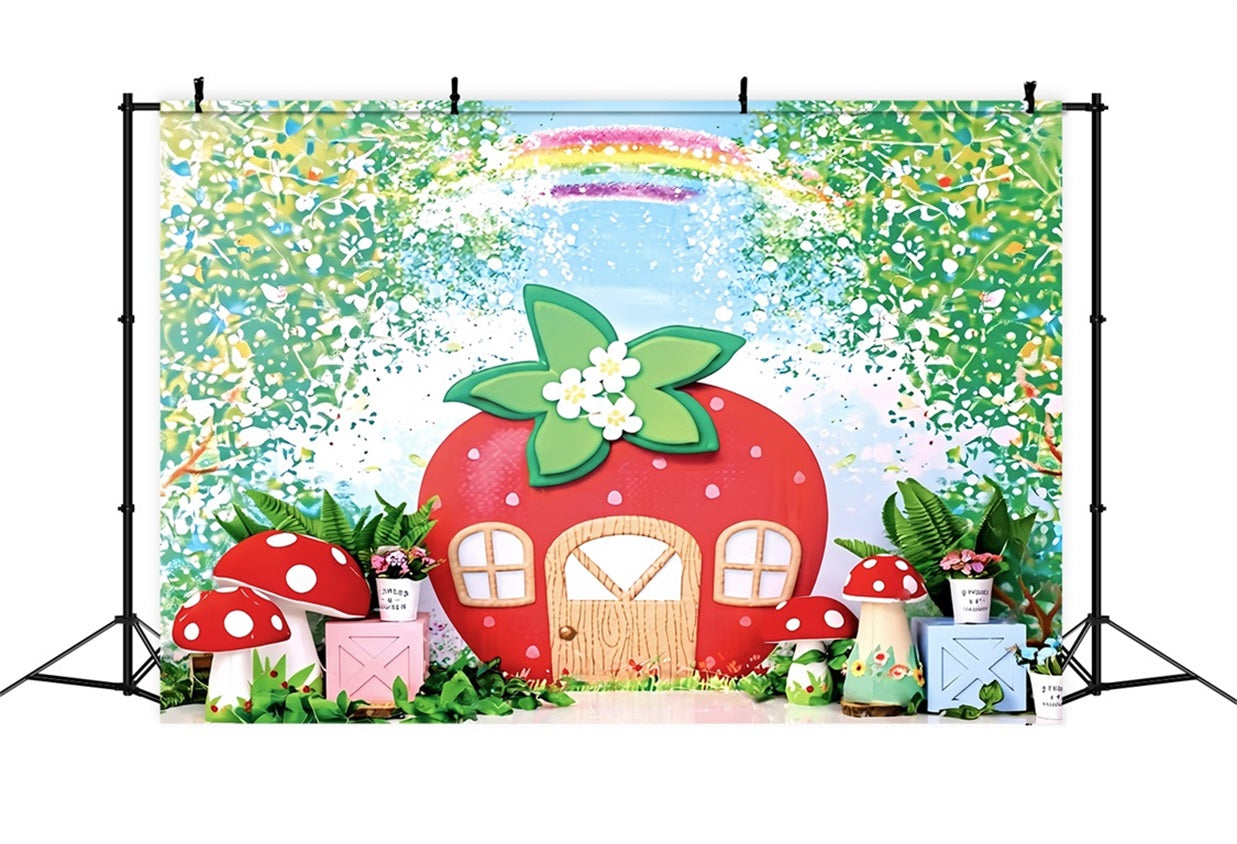 Children Backdrops Strawberry House Fairy Garden newborn Photography Backdrop UK MRR9-12
