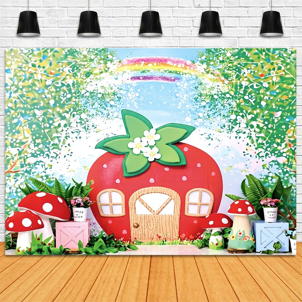 Children Backdrops Strawberry House Fairy Garden newborn Photography Backdrop UK MRR9-12