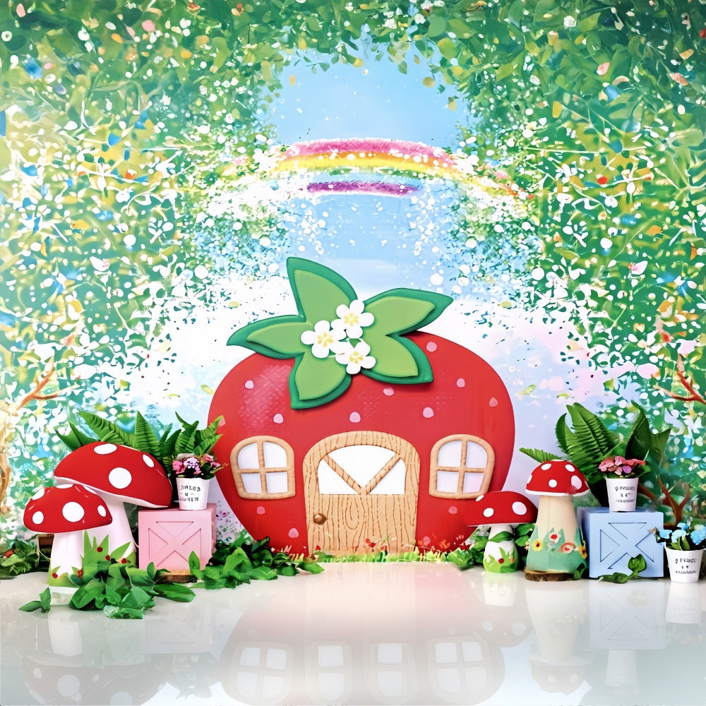 Children Backdrops Strawberry House Fairy Garden newborn Photography Backdrop UK MRR9-12