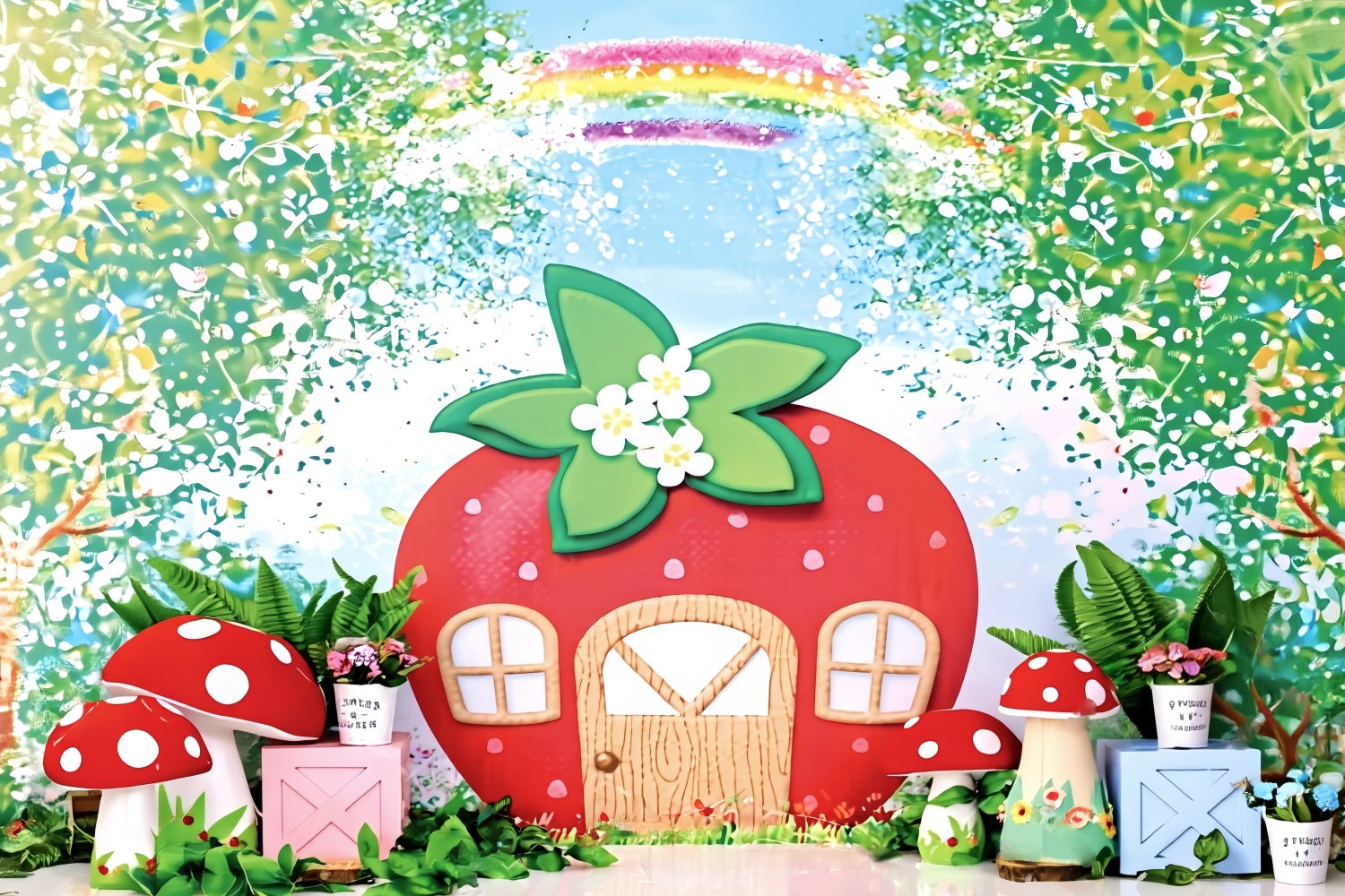Children Backdrops Strawberry House Fairy Garden newborn Photography Backdrop UK MRR9-12