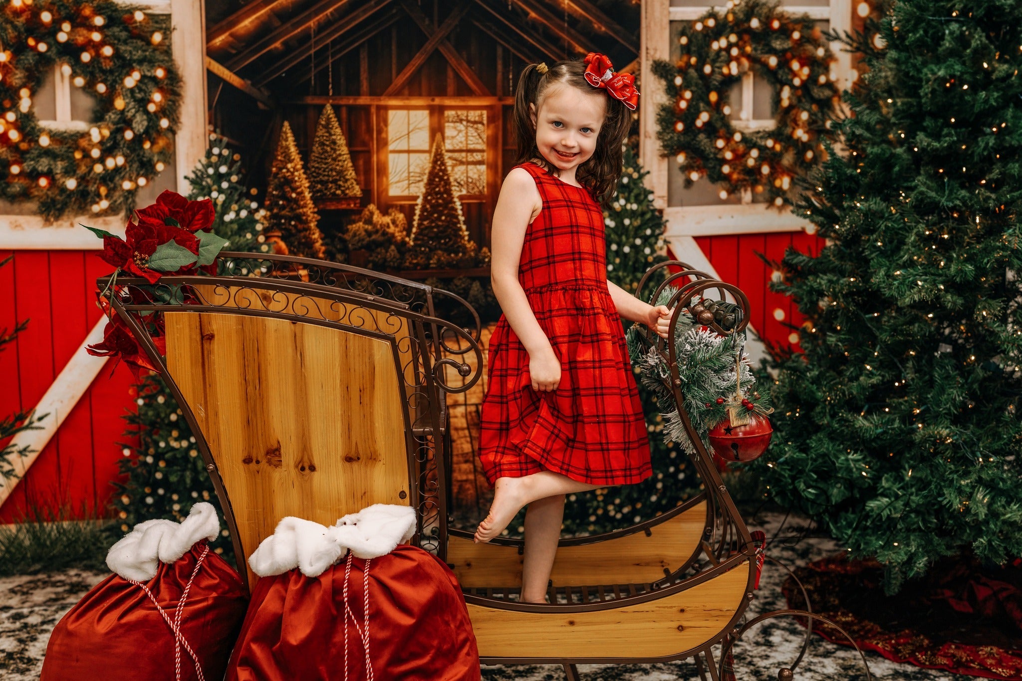 Tree Farm Backdrop Christmas Tree Barn Lights Christmas Backdrop UK MRR9-13