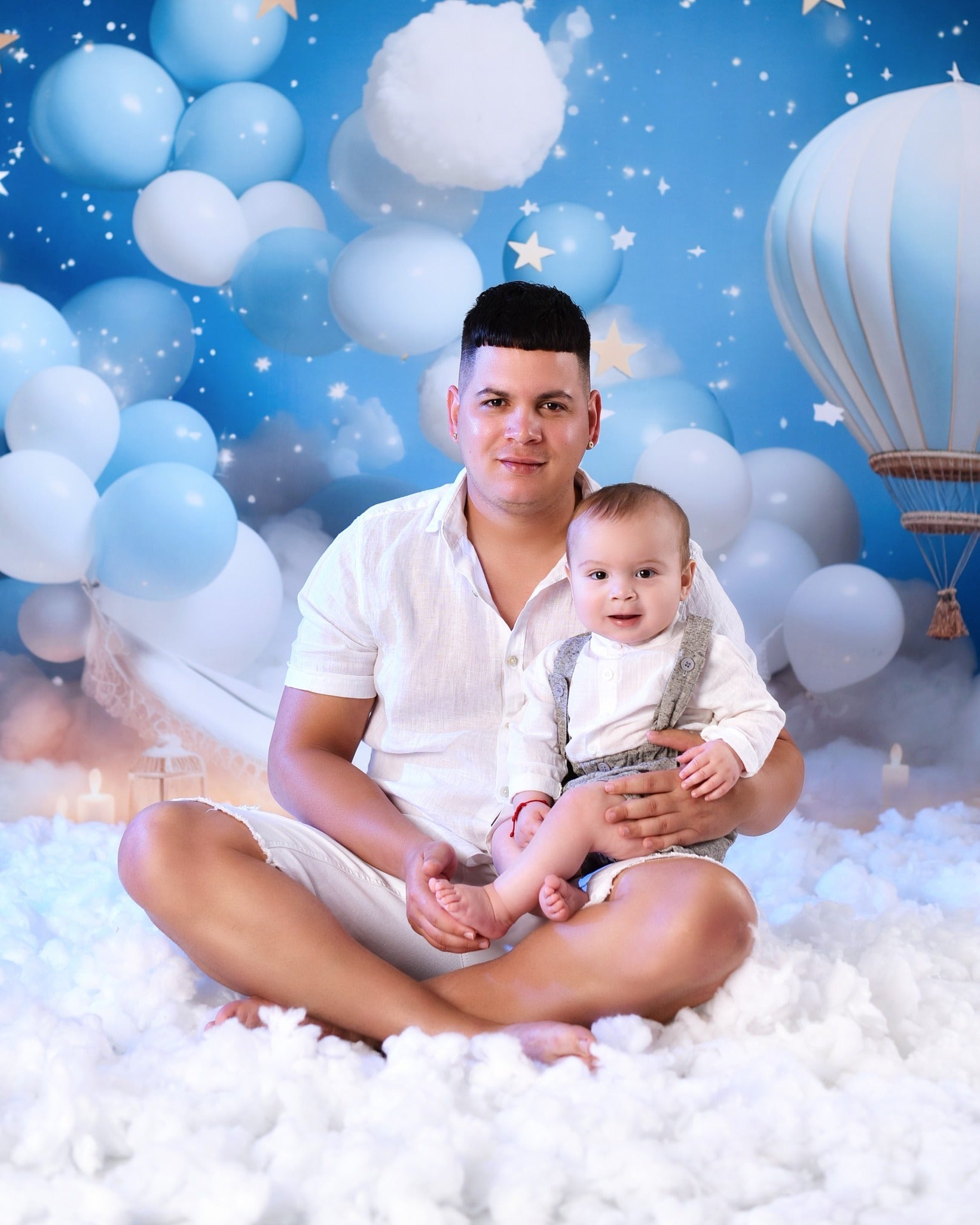 Stars Backdrop Blue Sky Balloon Clouds Newborn Photoshoot Backdrop UK MRR9-15