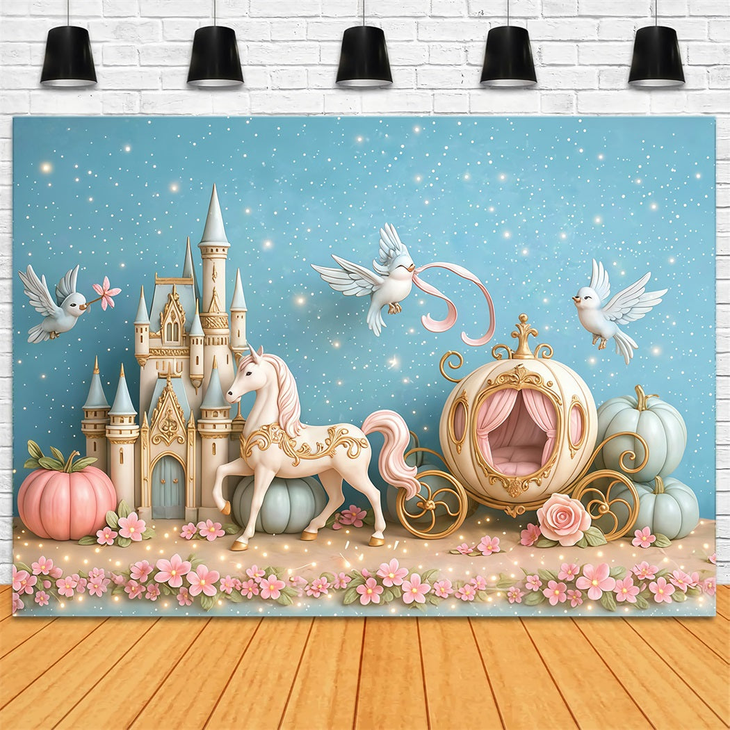 Castle Backdrop Fairy Tale Castle Carriage Newborn Photo Backdrop UK MRR9-16