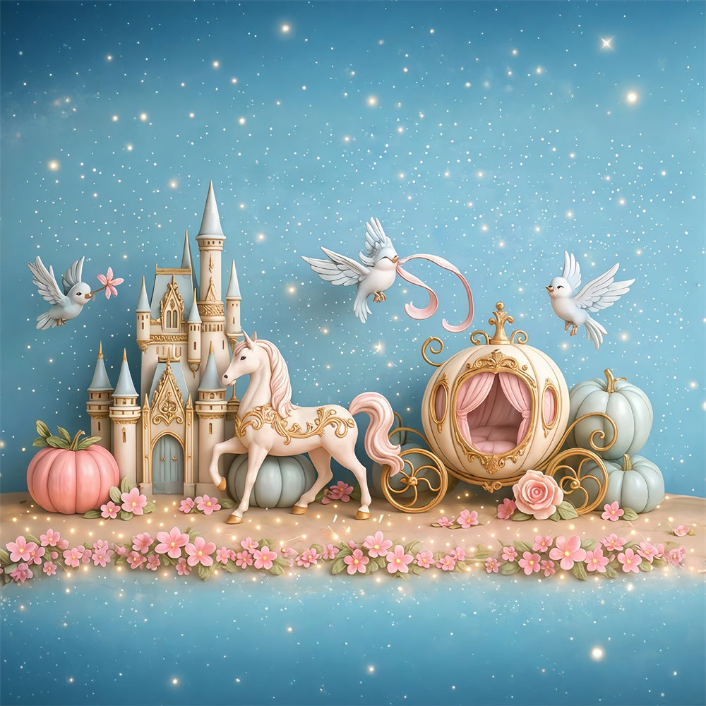 Castle Backdrop Fairy Tale Castle Carriage Newborn Photo Backdrop UK MRR9-16
