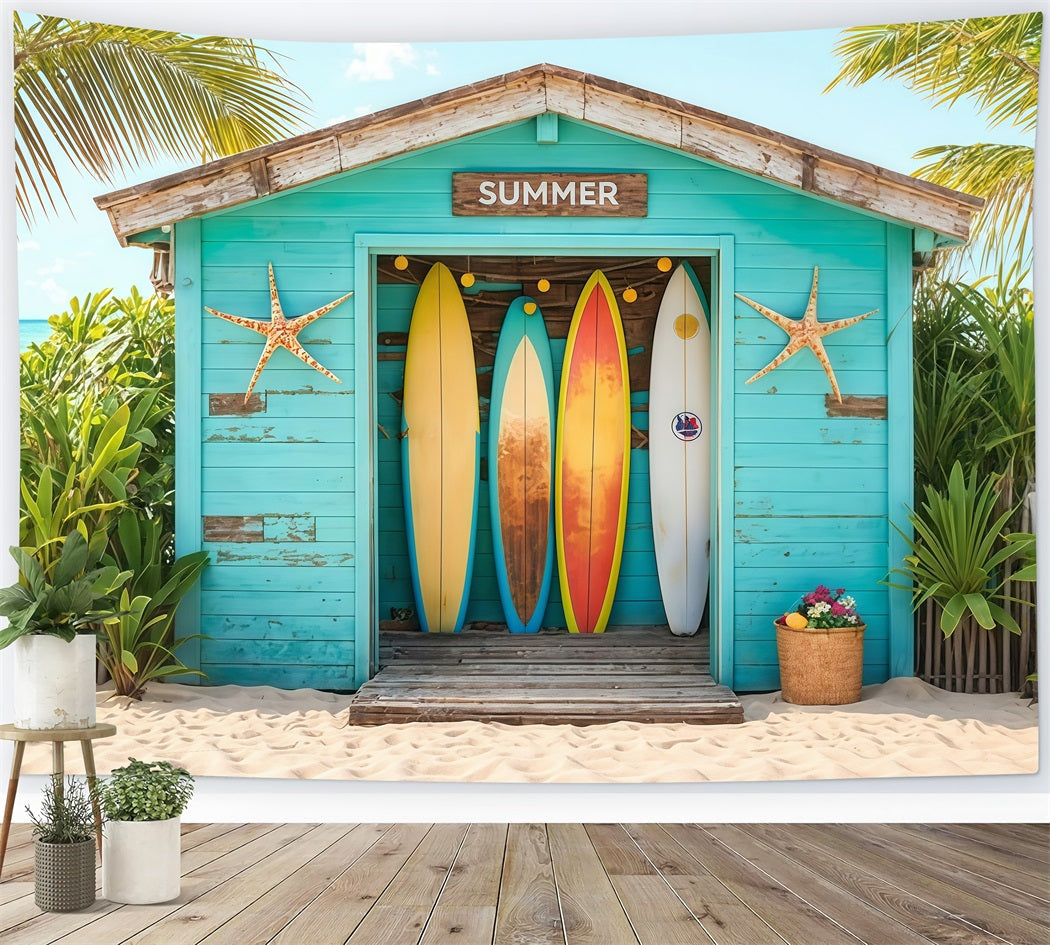 Beach Backdrop Surfboards Tropical Beach Hut Summer Backdrop UK MRR9-17