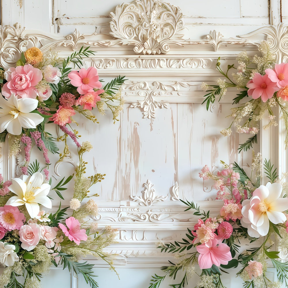 Vintage Backdrop Classic Frame Flower Garland Vintage Wall Backdrop UK MRR9-19