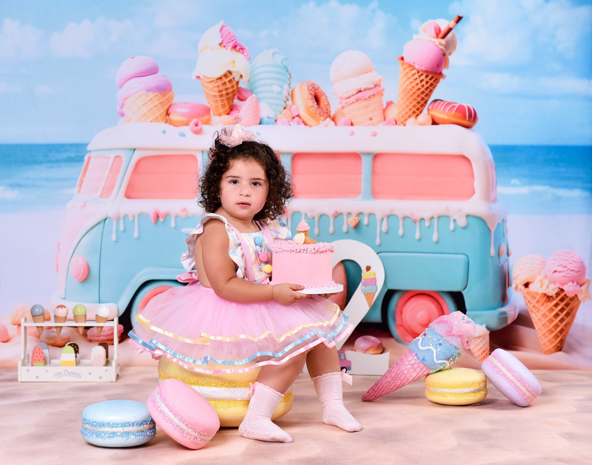 Newborn Photo Backdrop Candy Pastel Ice Cream Van Children Backdrops UK MRR9-20