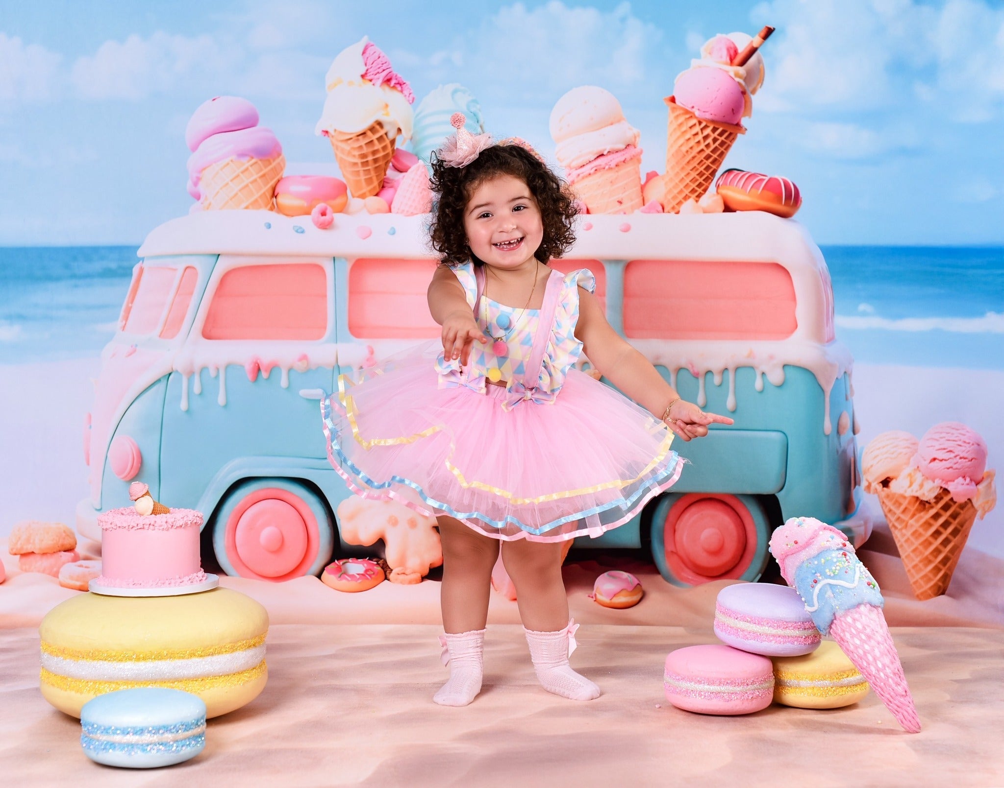 Newborn Photo Backdrop Candy Pastel Ice Cream Van Children Backdrops UK MRR9-20