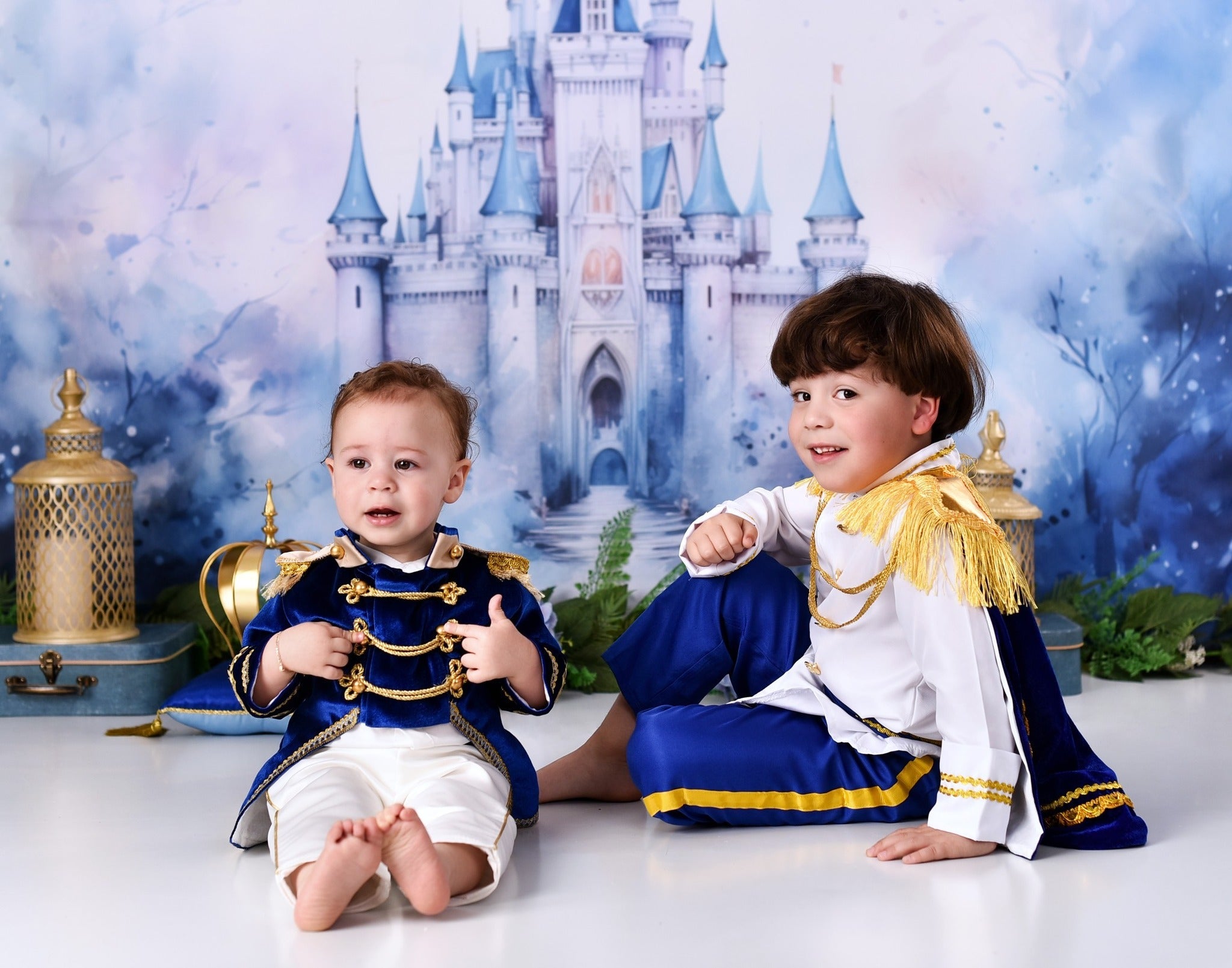 Castle Photo Backdrop Blue Towers Fairytale Castle Newborn Backdrop UK MRR9-23