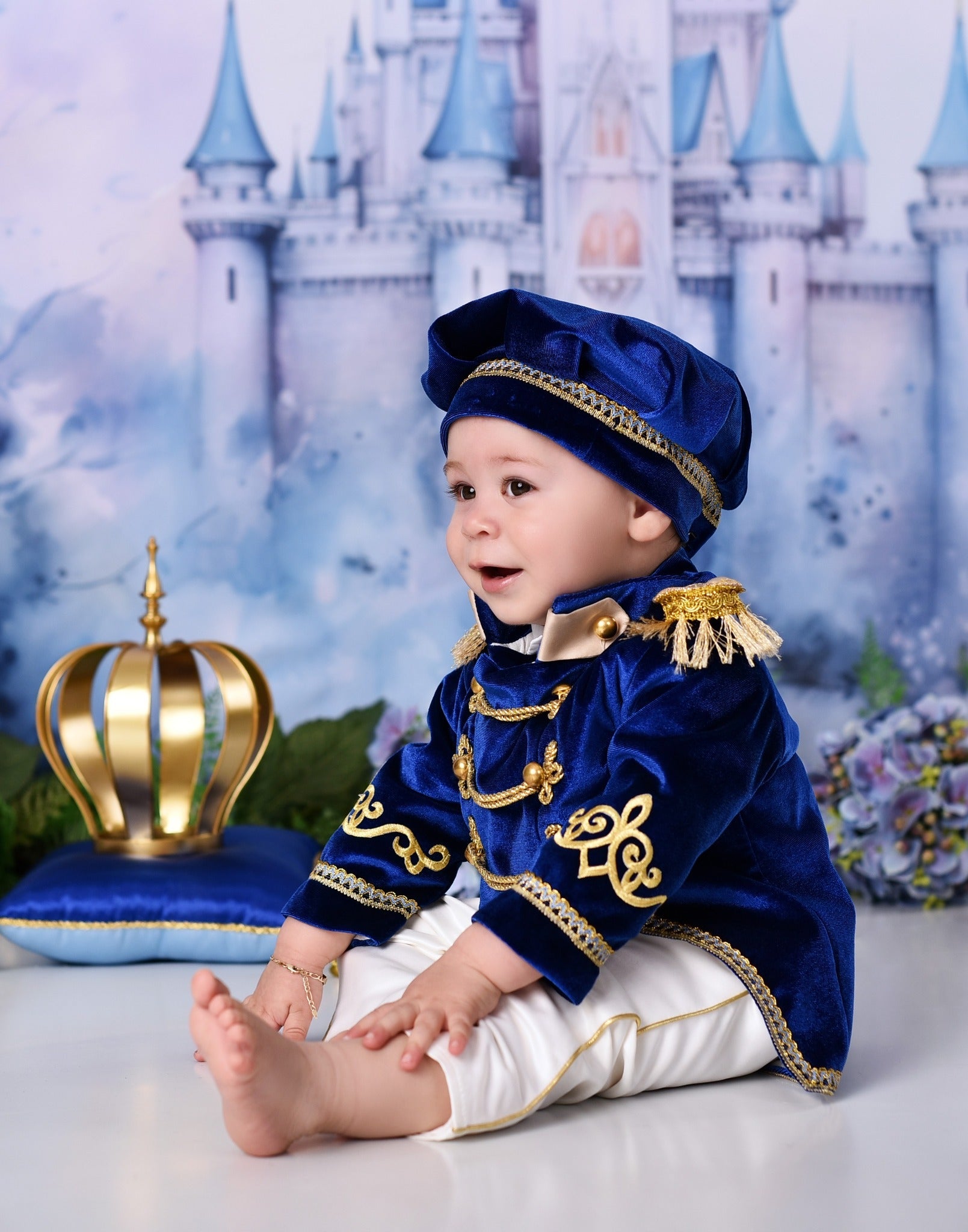 Castle Photo Backdrop Blue Towers Fairytale Castle Newborn Backdrop UK MRR9-23