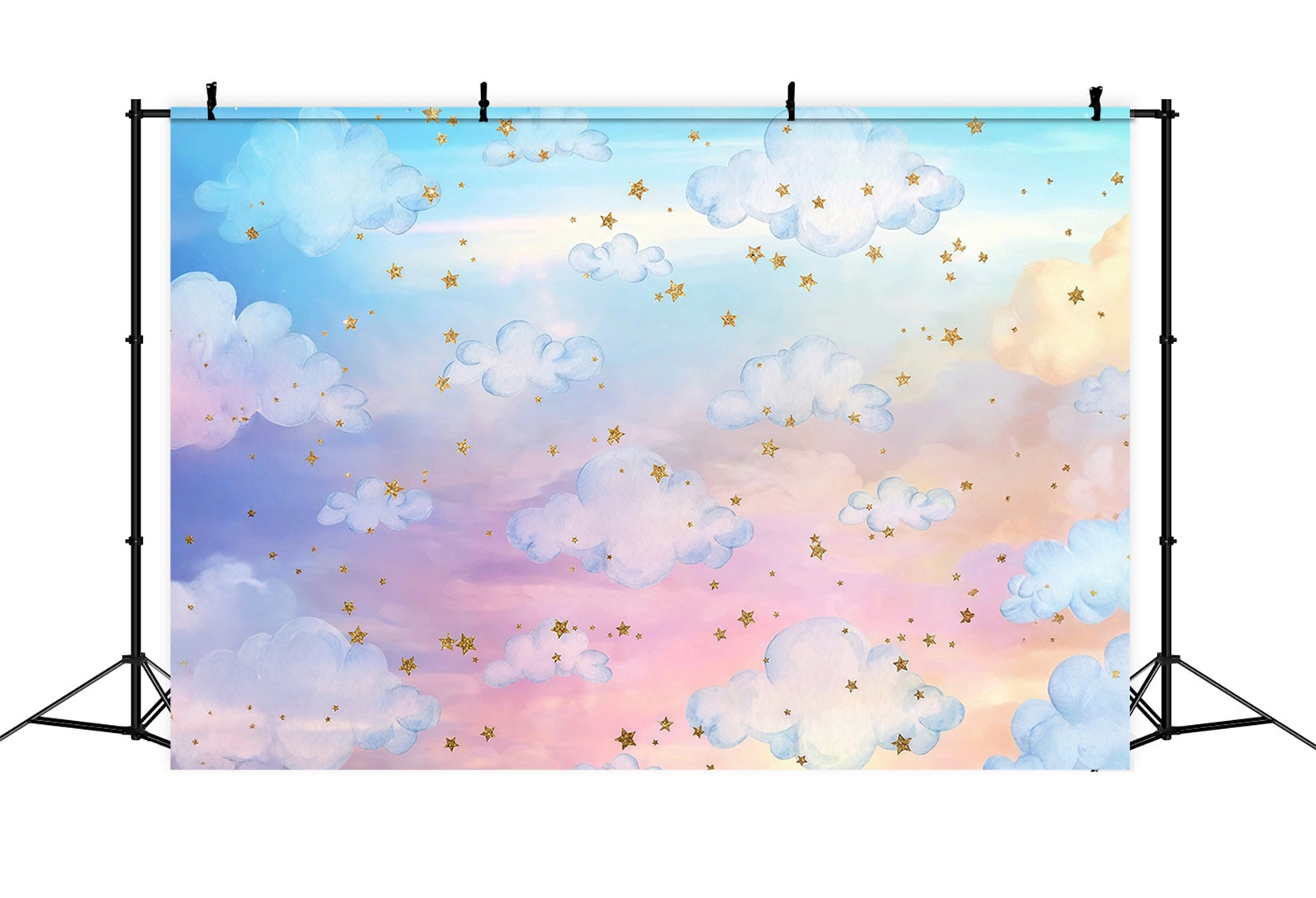Clouds Backdrop Rainbow Clouds Golden Stars Cloudy Sky Backdrop UK MRR9-28