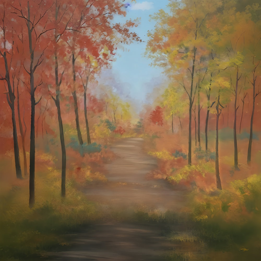 Fall Forest Backdrop Colorful Autumn Forest Path Autumn Backdrop UK MRR9-30
