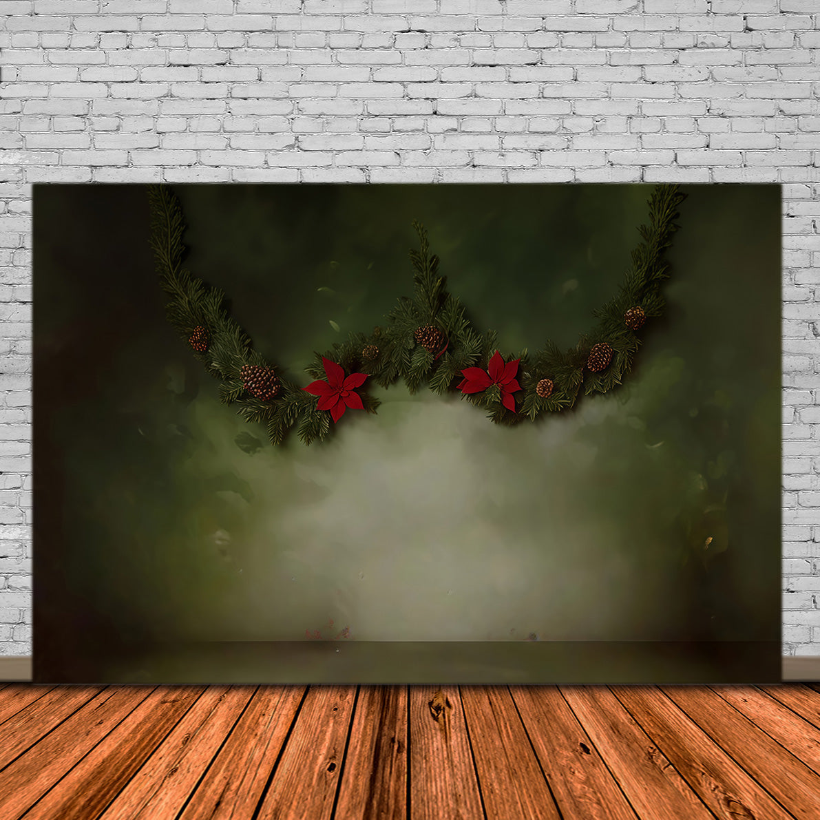 Vintage Backdrop Christmas Garland Pinecones Vintage Photo Backdrop UK MRR9-33