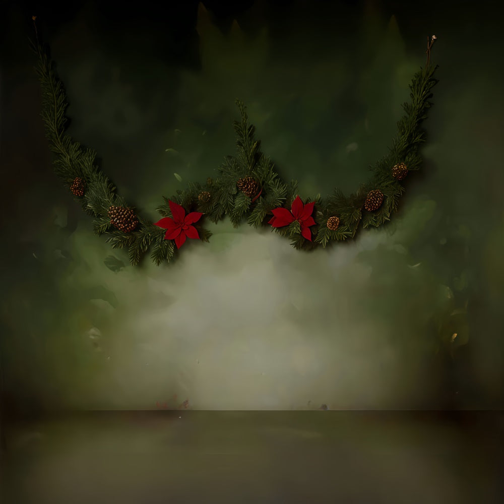 Vintage Backdrop Christmas Garland Pinecones Vintage Photo Backdrop UK MRR9-33