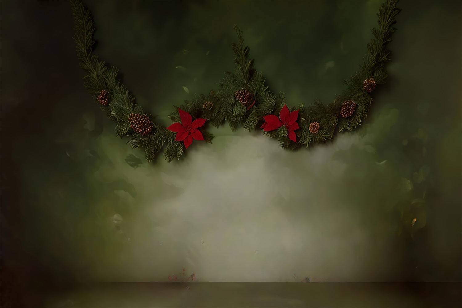Vintage Backdrop Christmas Garland Pinecones Vintage Photo Backdrop UK MRR9-33