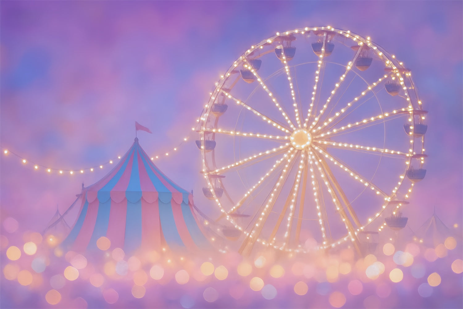Circus Backdrop Carnival Ferris Wheel Tent Lights Children Backdrops UK MRR9-35