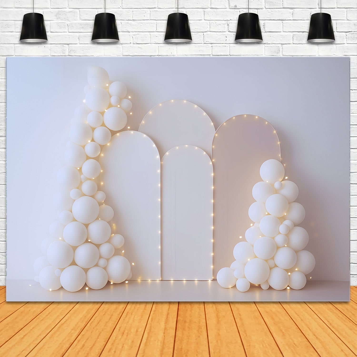Cake Smash Backdrop Minimalist White Balloon Arches Birthday Backdrop UK MRR9-36