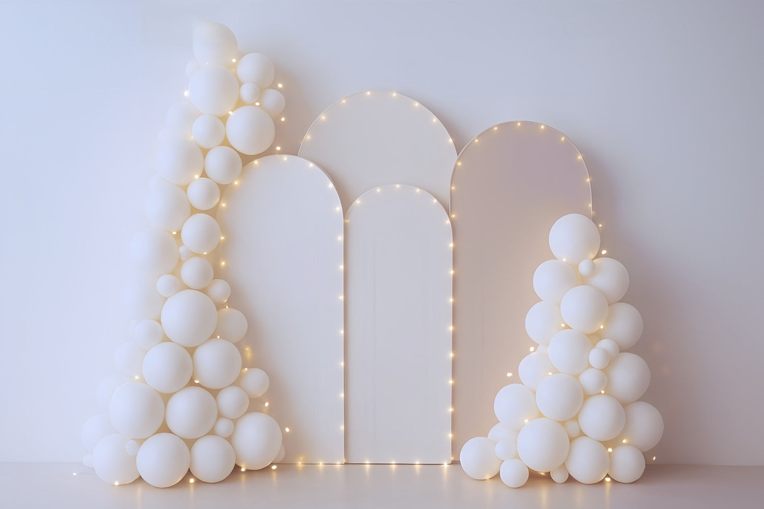 Cake Smash Backdrop Minimalist White Balloon Arches Birthday Backdrop UK MRR9-36