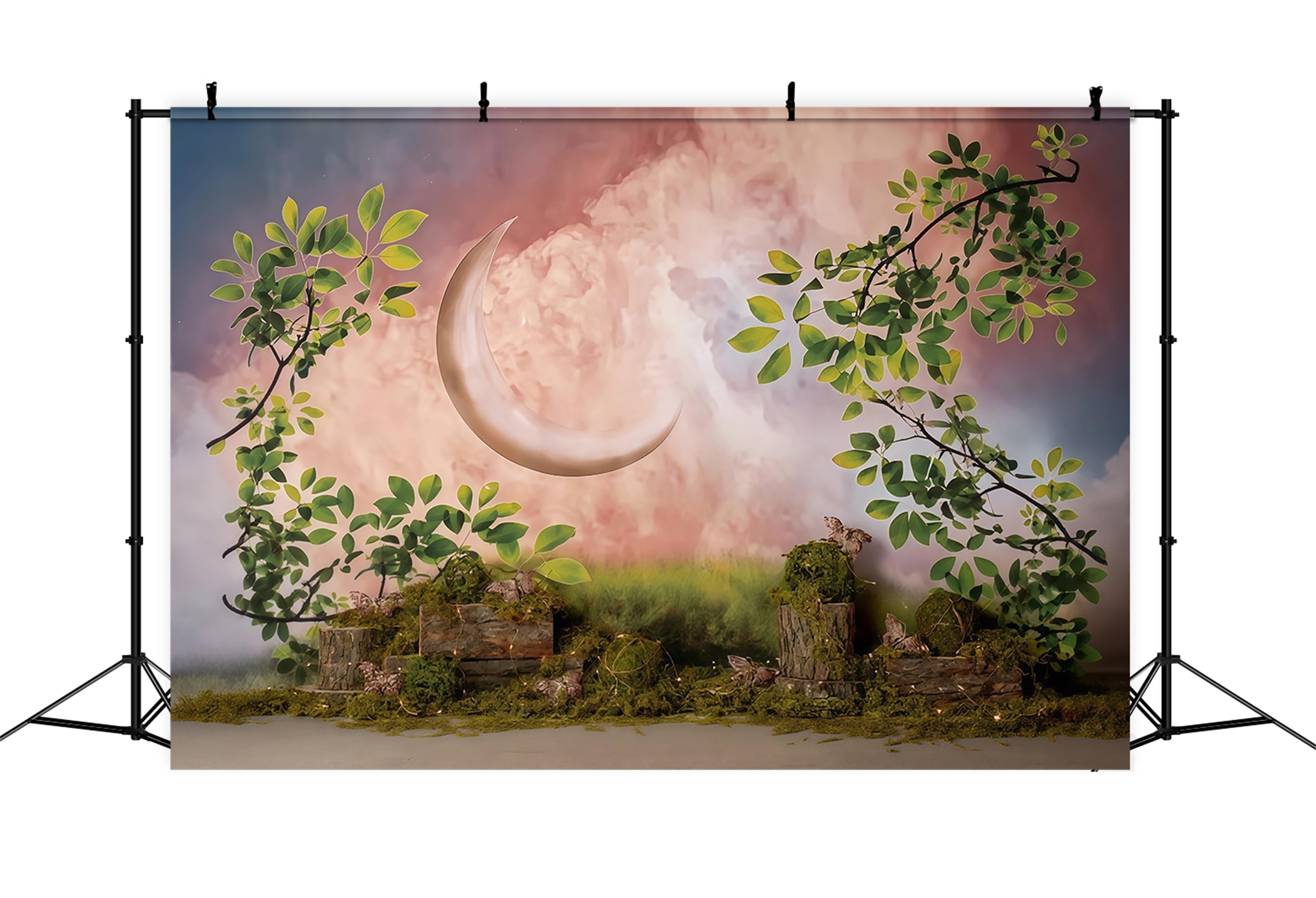 Kids Photo Backdrop Enchanted Crescent Moon Garden Newborn Backdrop UK MRR9-39