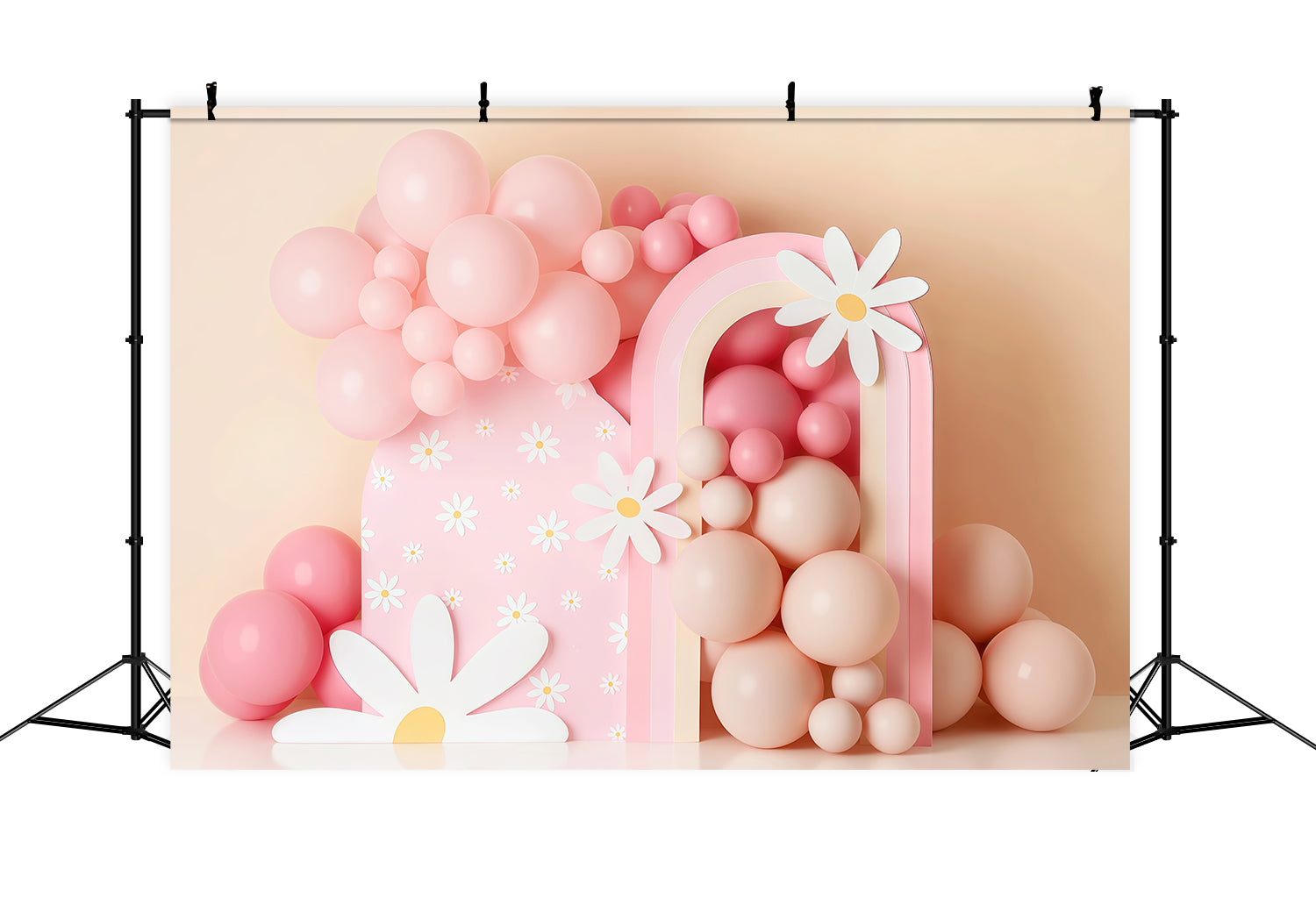 Cake Smash Backdrop Pink Daisy Balloon Rainbow Birthday Photo Backdrop UK MRR9-40