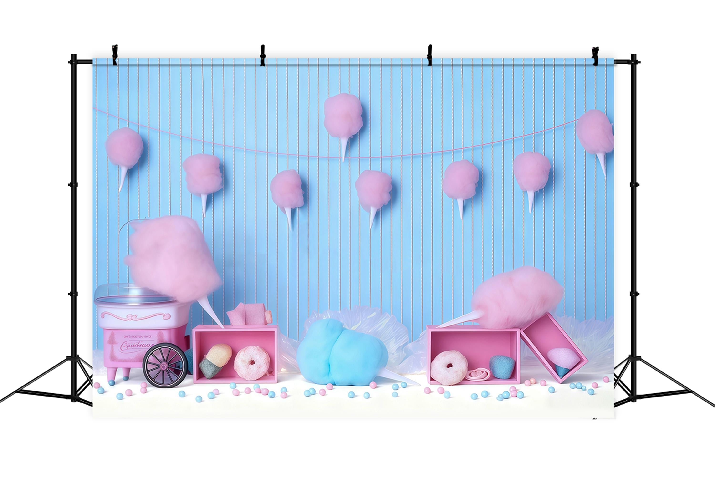 Cake Smash Photography Backdrop Cotton Candy Carnival Birthday Backdrop UK MRR9-41