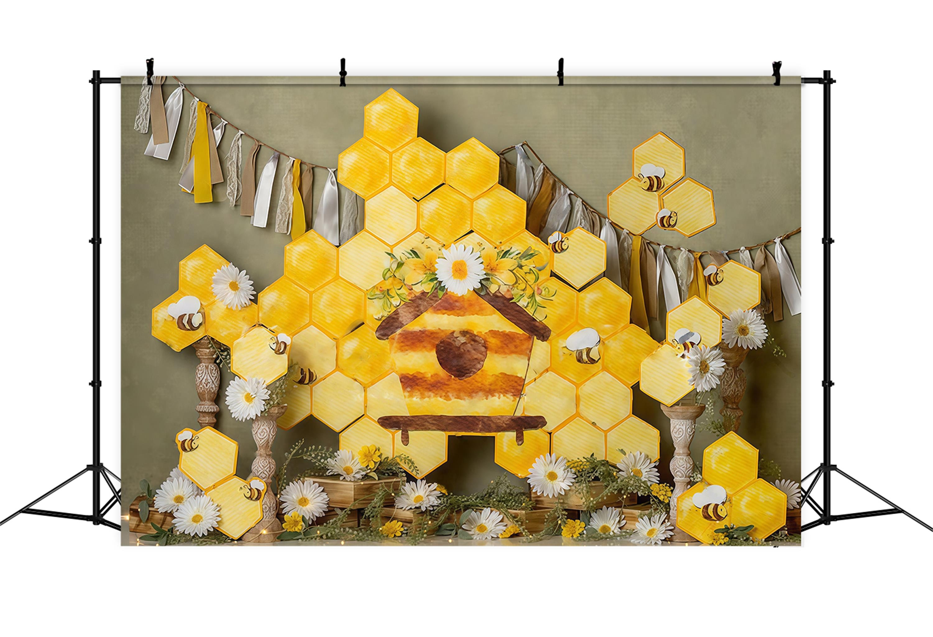 Kids Photo Backdrop Honeycomb Daisy Bee Cottage Display Children Backdrops UK MRR9-46
