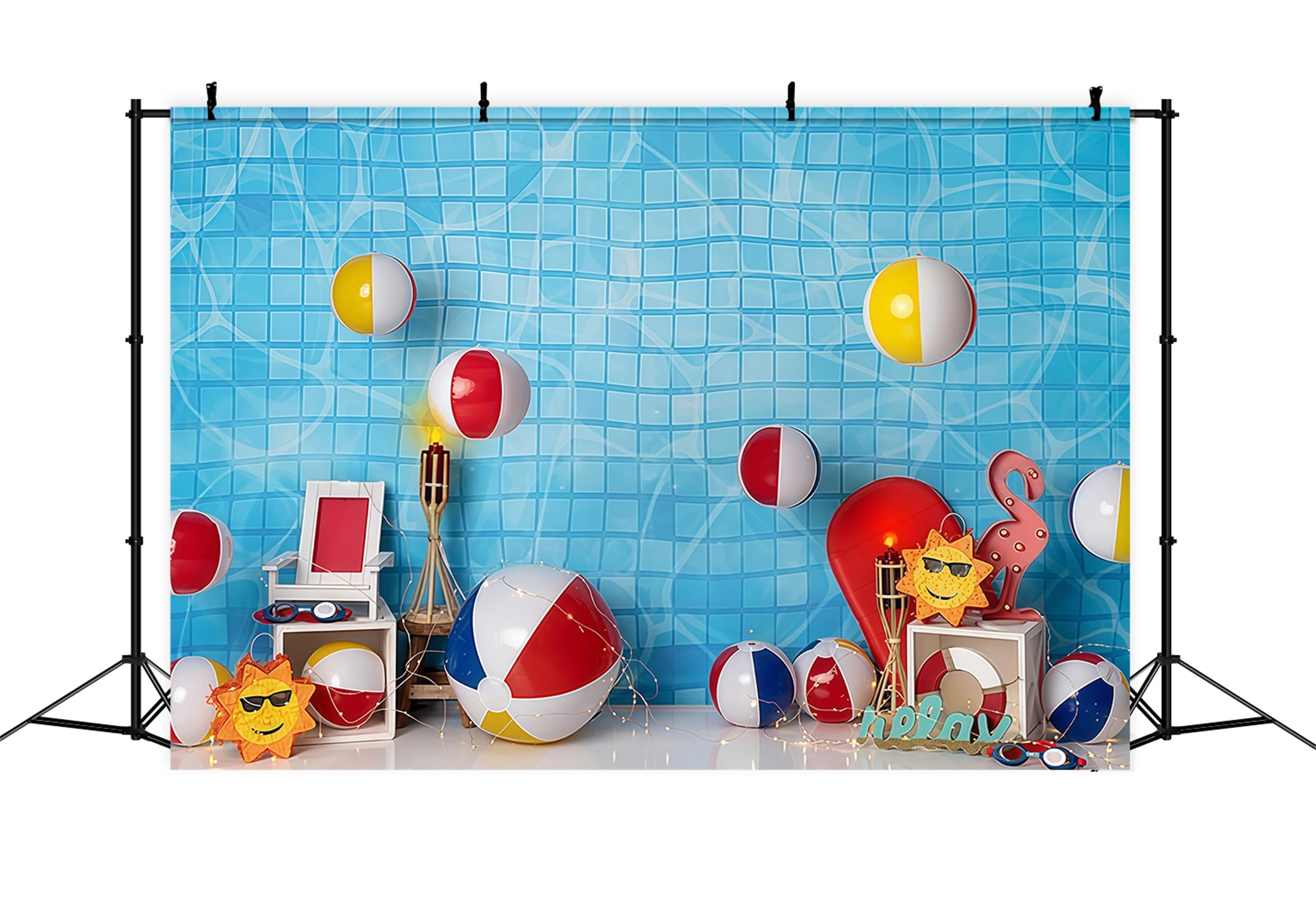 Children Backdrops Pool Tiles Beach Ball Summer Newborn Photography Backdrop UK MRR9-48