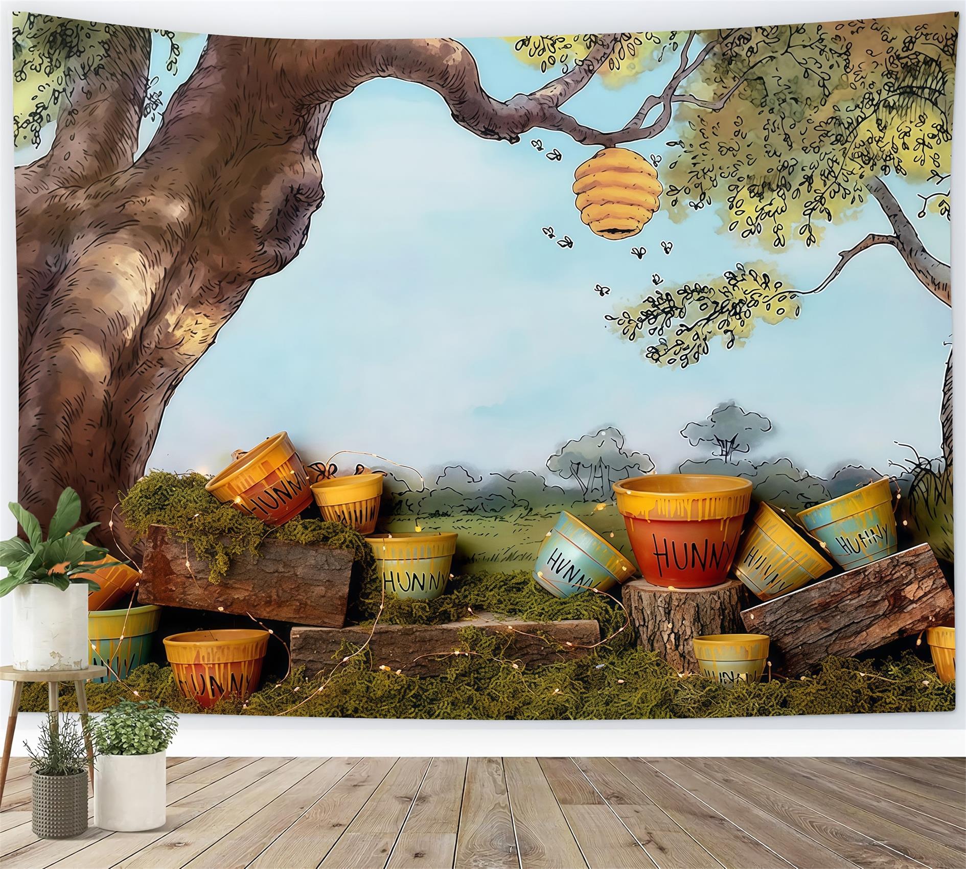 Newborn Cute Backdrop Honey Tree Buckets Backdrop Kids Backdrop UK MRR9-50